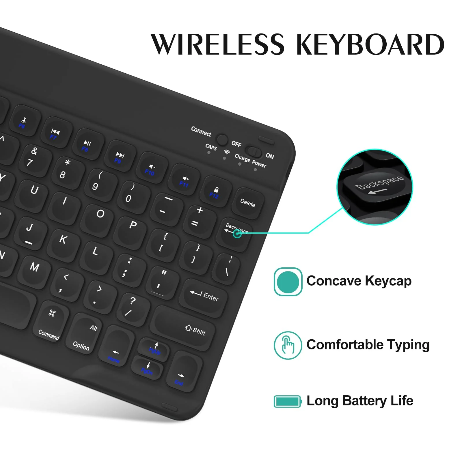 Keyboard Case for iPad 9.7 inch 6th 2018, 5th Gen. 2017, Air 2 2014 Released, Wireless Detachable Keyboard, Thin Slim Folio Cover Shell with Pen Holder, Auto Sleep Wake, BL Non-Backlit Keyboard for iPad 9.7 inch Black with Non-Backlit Keyboard - Image 3