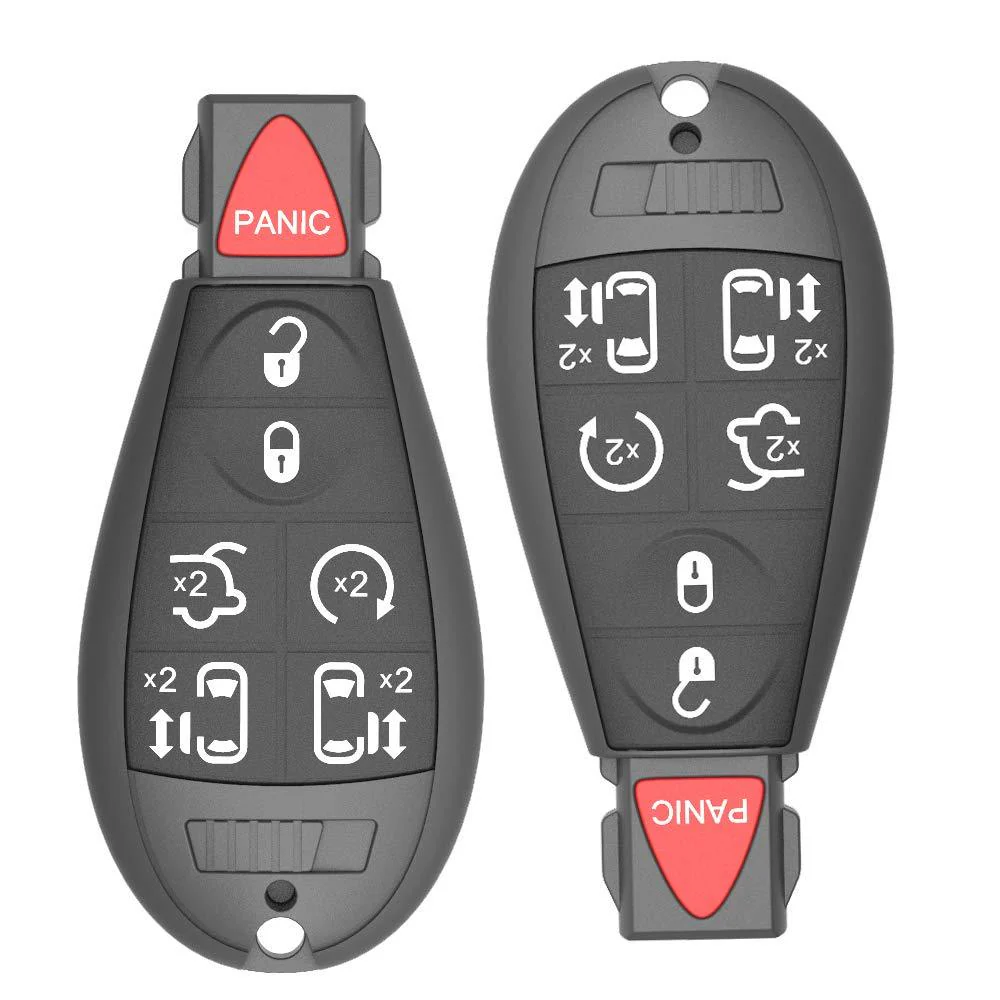 Keyless Remote Key Fob Replacement for 2008-2014 Dodge Grand Caravan 2008-2015 Town & Country OE# M3N5WY783X (Pack of 2) 7-Button with Uncut Key Blade