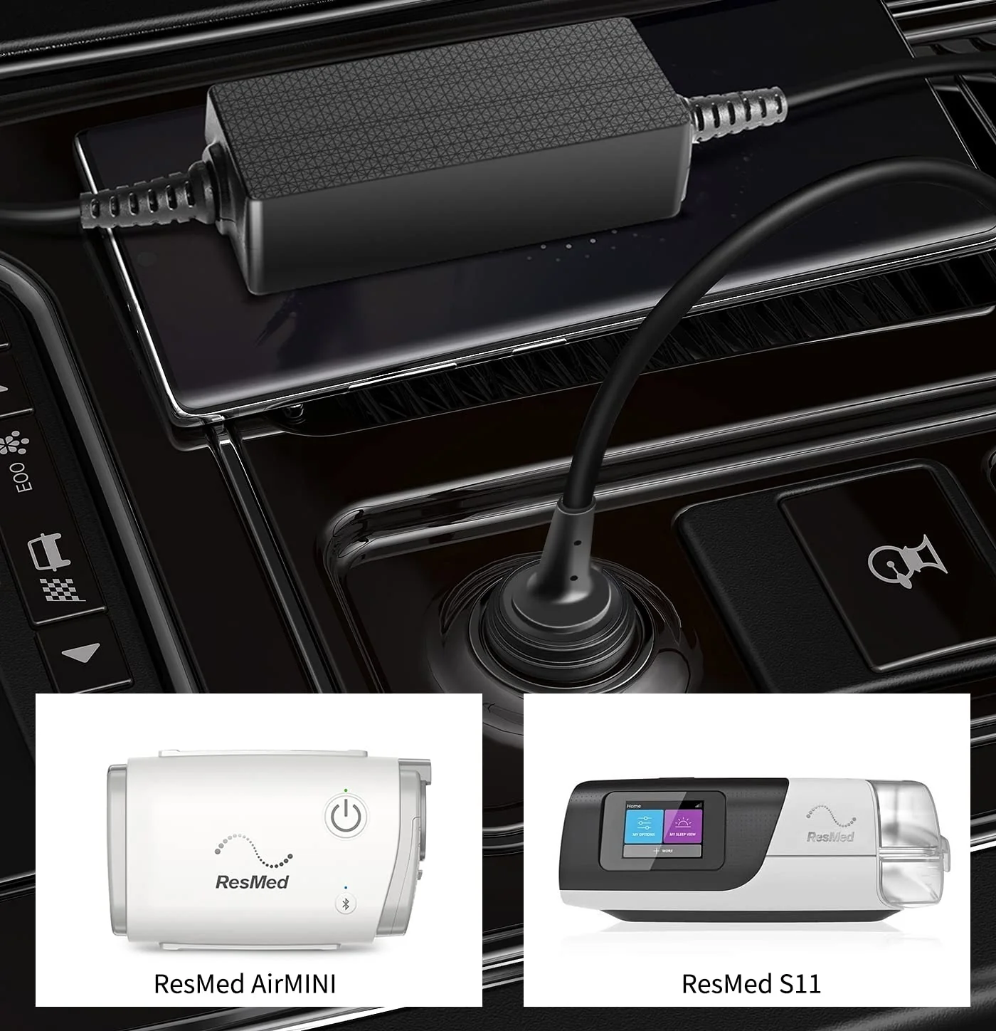 KFD DC 12V-24V Adapter Resmed AirSense 11 Accessories Car Power Supply Car Charging Cable Charger for AirSense 11 AutoSet Elite CPAP Machine AirMini Air11 65W DC Converter S11 39205 Cigarette Lighter - Image 4