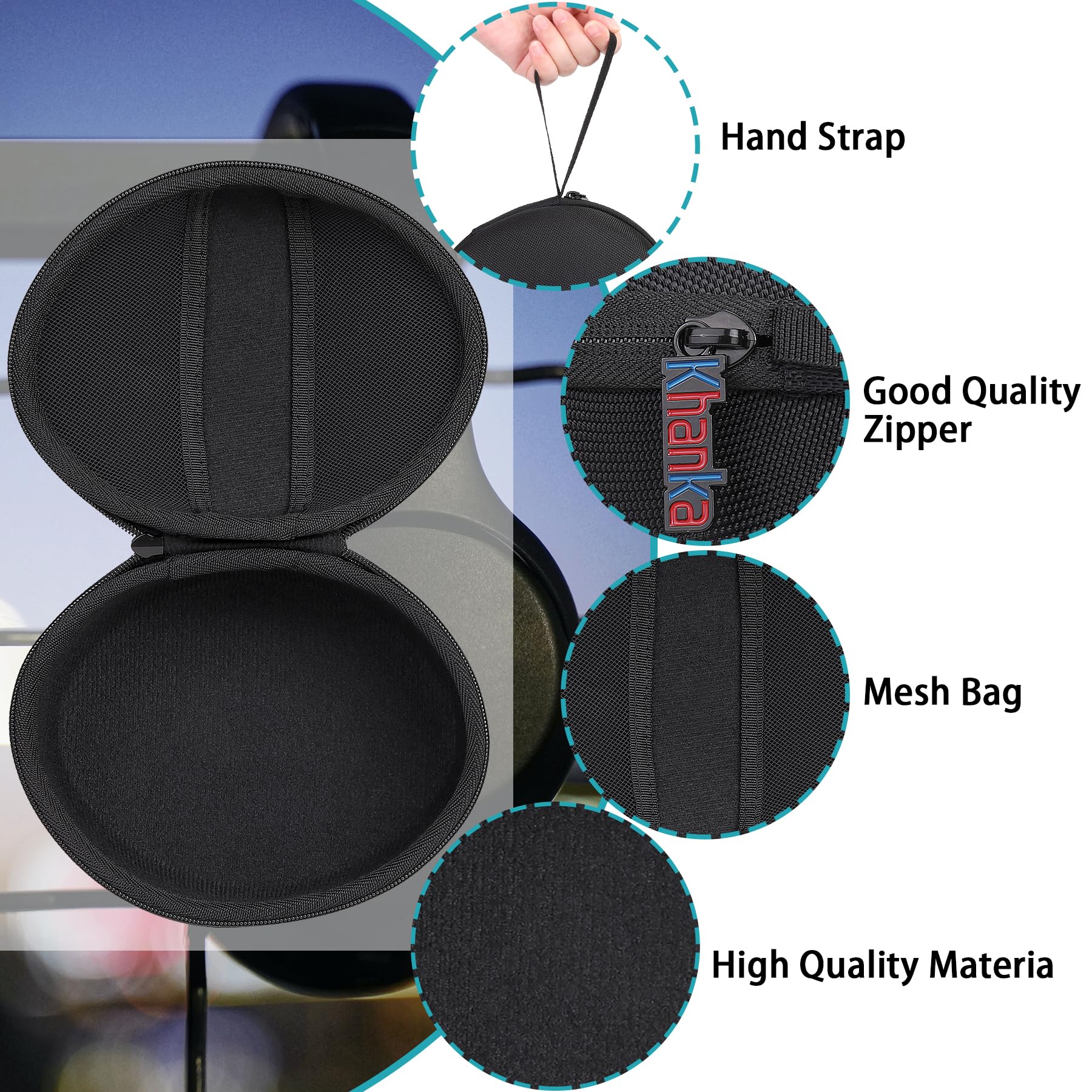khanka Hard Carrying Case Replacement for Pioneer DJ CUE1/HDJ-CUE1-BT Bluetooth On-Ear DJ Headphones,Case Only. - Image 3