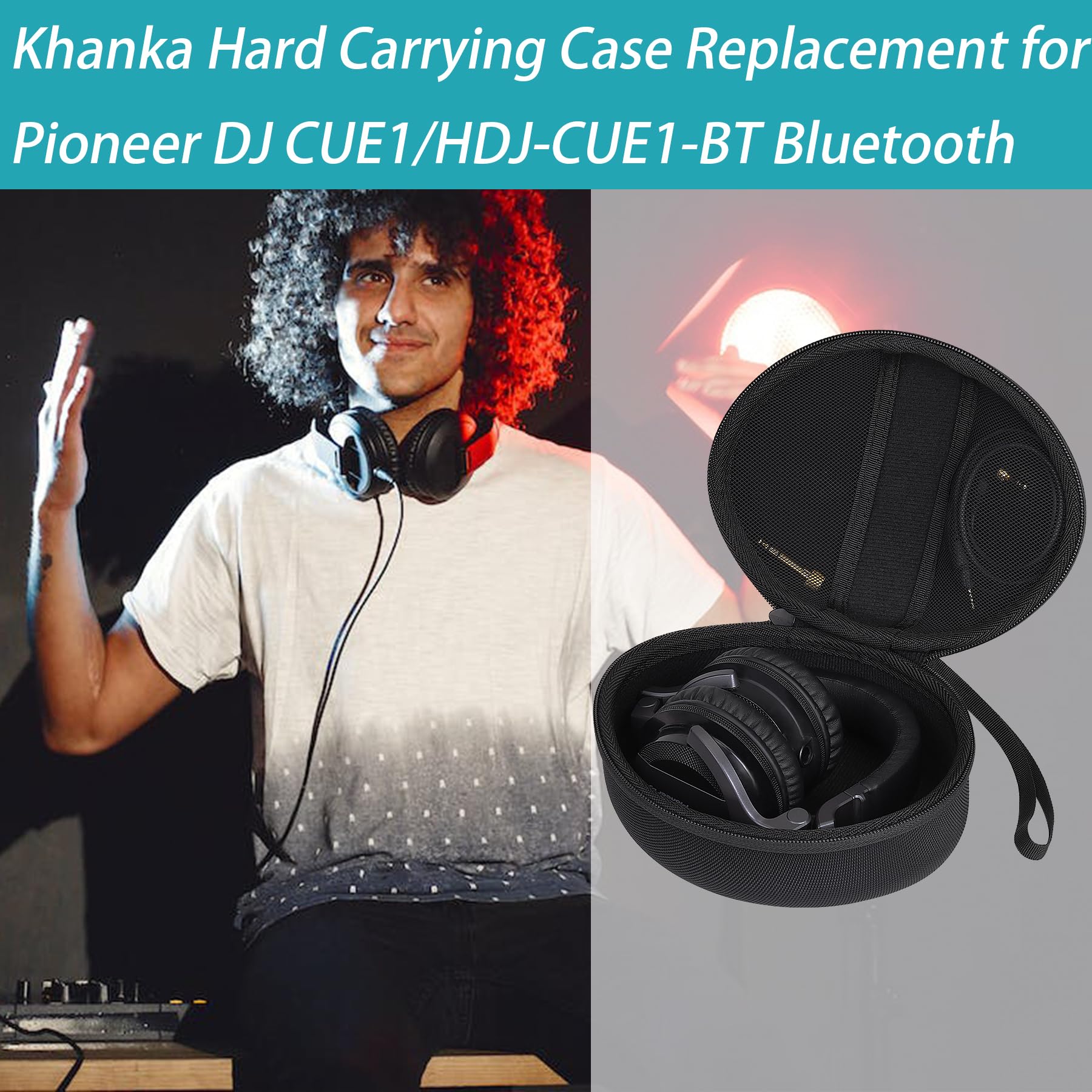 khanka Hard Carrying Case Replacement for Pioneer DJ CUE1/HDJ-CUE1-BT Bluetooth On-Ear DJ Headphones,Case Only. - Image 6