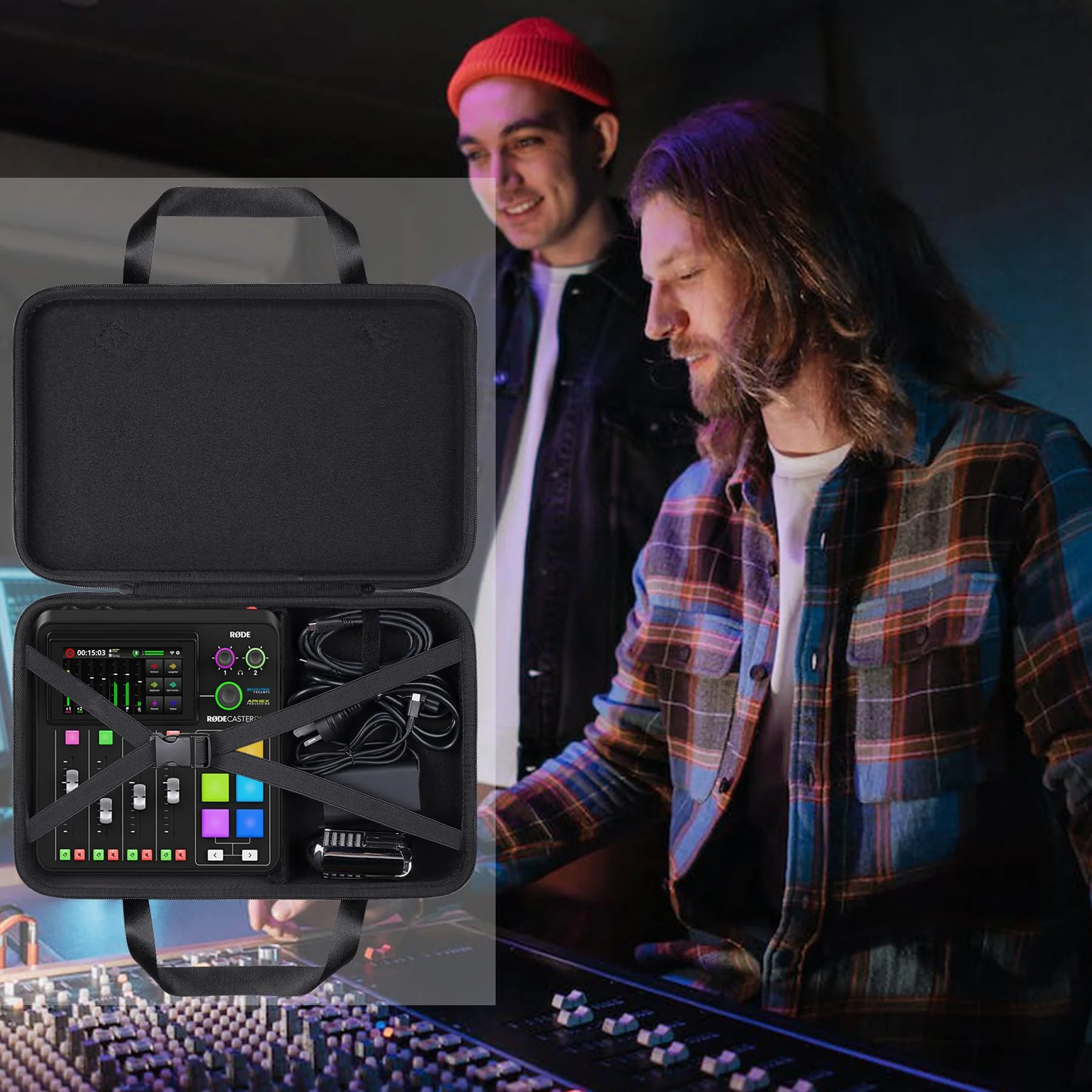 khanka Hard Travel Case Replacement for RODE RODECaster Duo Integrated Audio Production Studio Black - Image 9
