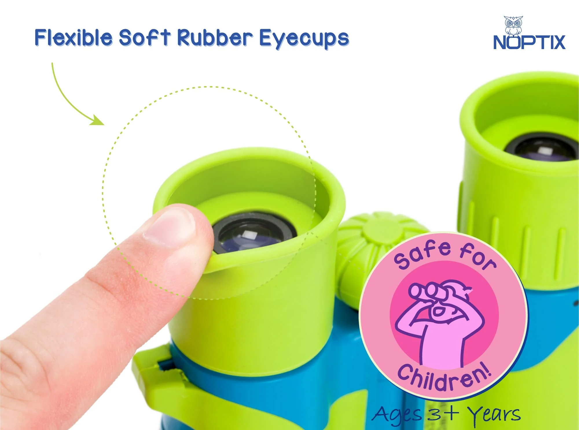 Kids Binoculars girls or boys Real Binoculars in Green Blue - Binoculars for Toddlers up to Kids age 14 - includes sticker book with 40 Bird Species - Image 2