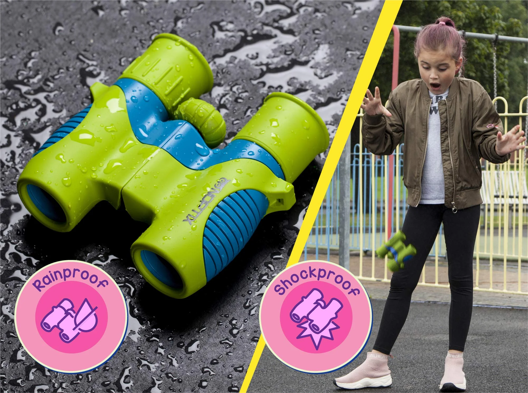 Kids Binoculars girls or boys Real Binoculars in Green Blue - Binoculars for Toddlers up to Kids age 14 - includes sticker book with 40 Bird Species - Image 5