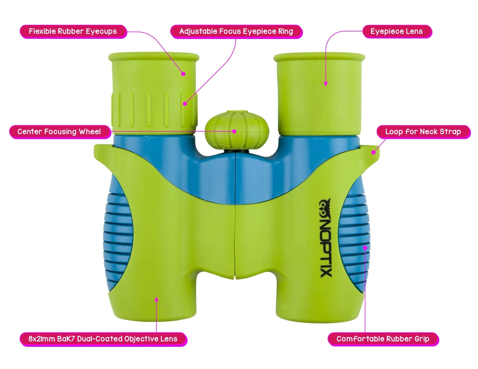 Kids Binoculars girls or boys Real Binoculars in Green Blue - Binoculars for Toddlers up to Kids age 14 - includes sticker book with 40 Bird Species - Image 6