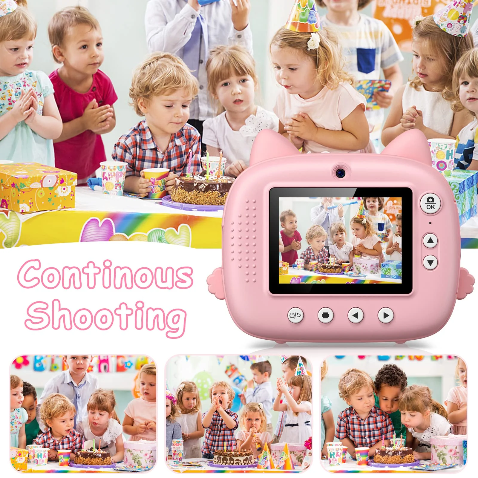 Kids Camera Instant Print,2.5K Digital Video Instant Print Camera for Kids, Selfie Toddler Cameras Print Paper & 32G Card, Christams Birthday Gifts for Girls Boys Age 3-12 Pink1 - Image 4