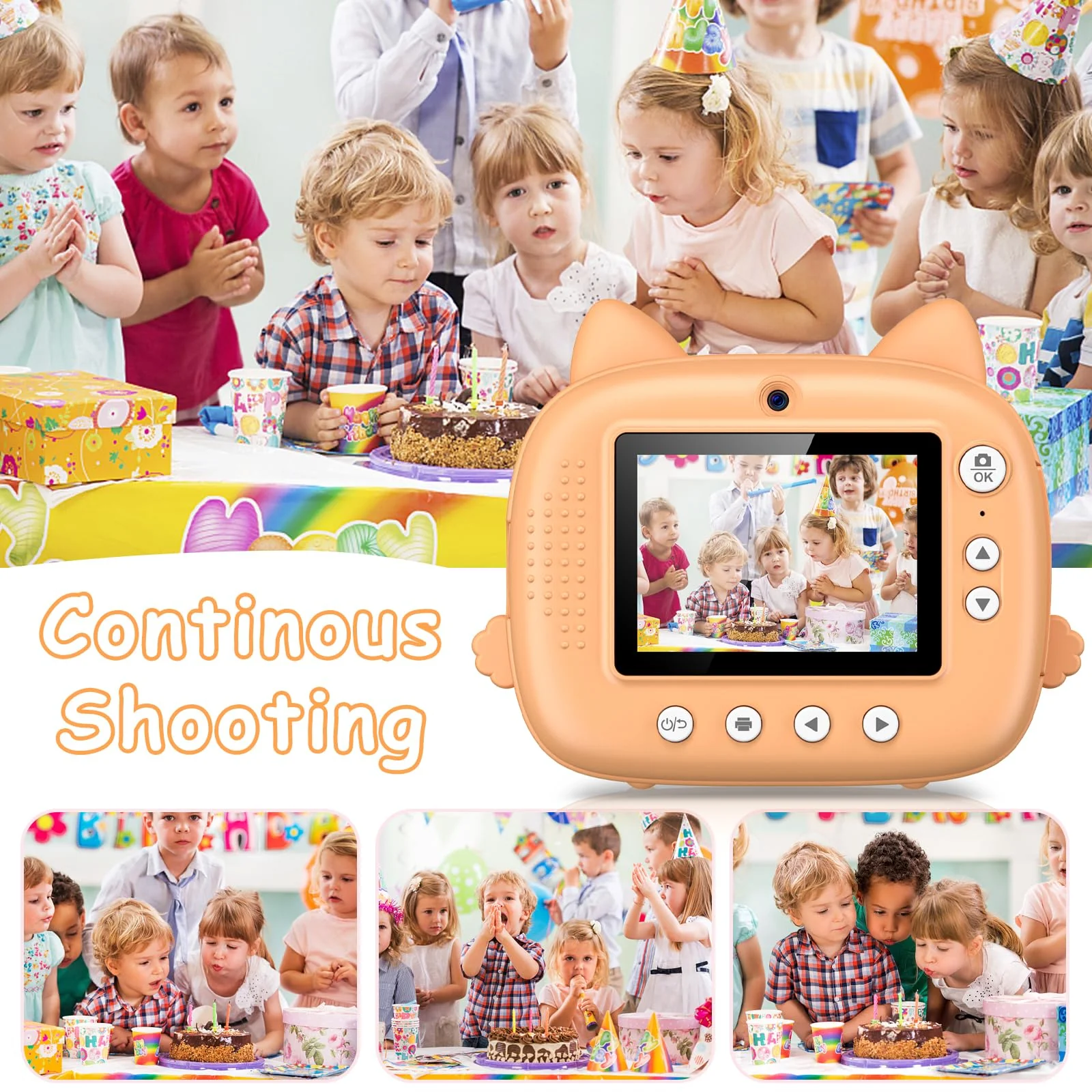 Kids Camera Instant Print,2.5K Digital Video Instant Print Camera for Kids, Selfie Toddler Cameras Print Paper & 32G SD Card, Christams Birthday Gifts for Girls Boys Age 3-12(yellow) Yellow - Image 4
