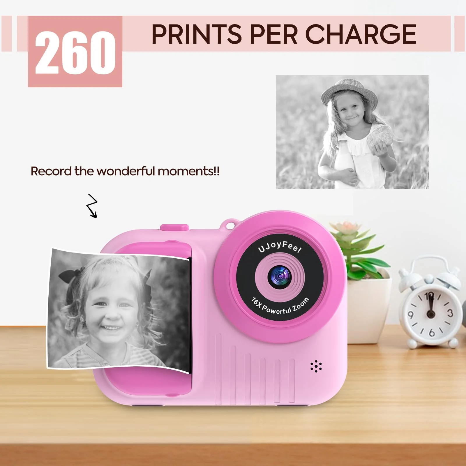 Kids Camera Instant Print Camera for Kids, Toddler Camera That Print Photo, Instant Digital Camera for Kids Printing Camera 3.5IN Screen, Toy Camera Print Picture 3 12 Year Girls Birthday Gift (Roser) Roser - Image 3