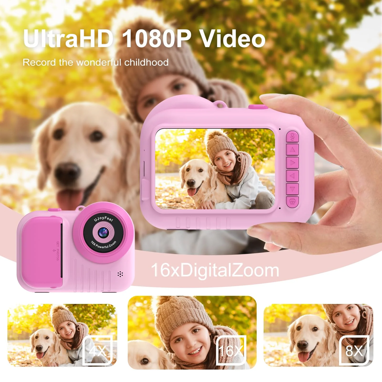 Kids Camera Instant Print Camera for Kids, Toddler Camera That Print Photo, Instant Digital Camera for Kids Printing Camera 3.5IN Screen, Toy Camera Print Picture 3 12 Year Girls Birthday Gift (Roser) Roser - Image 4