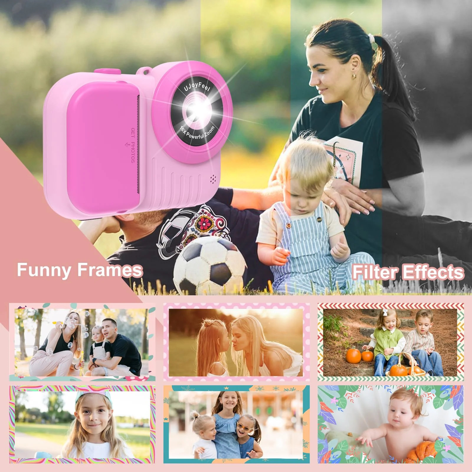 Kids Camera Instant Print Camera for Kids, Toddler Camera That Print Photo, Instant Digital Camera for Kids Printing Camera 3.5IN Screen, Toy Camera Print Picture 3 12 Year Girls Birthday Gift (Roser) Roser - Image 5