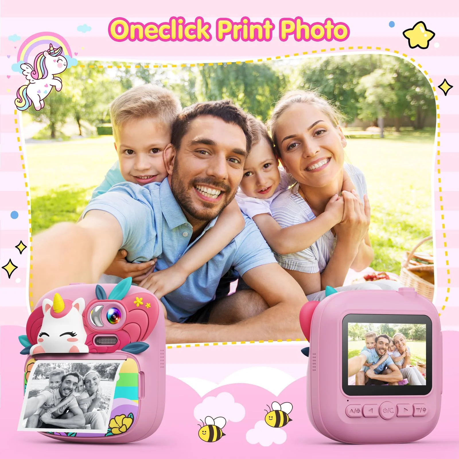 Kids Camera Instant Print, Camera for Kids with Printable Photos, Toddler Camera Toys for Children Ages 3-14, Digital Camera Birthday Gifts for Girls 4 5 6 7 8 9 10 11 12 13 Years Old Pink - Image 3