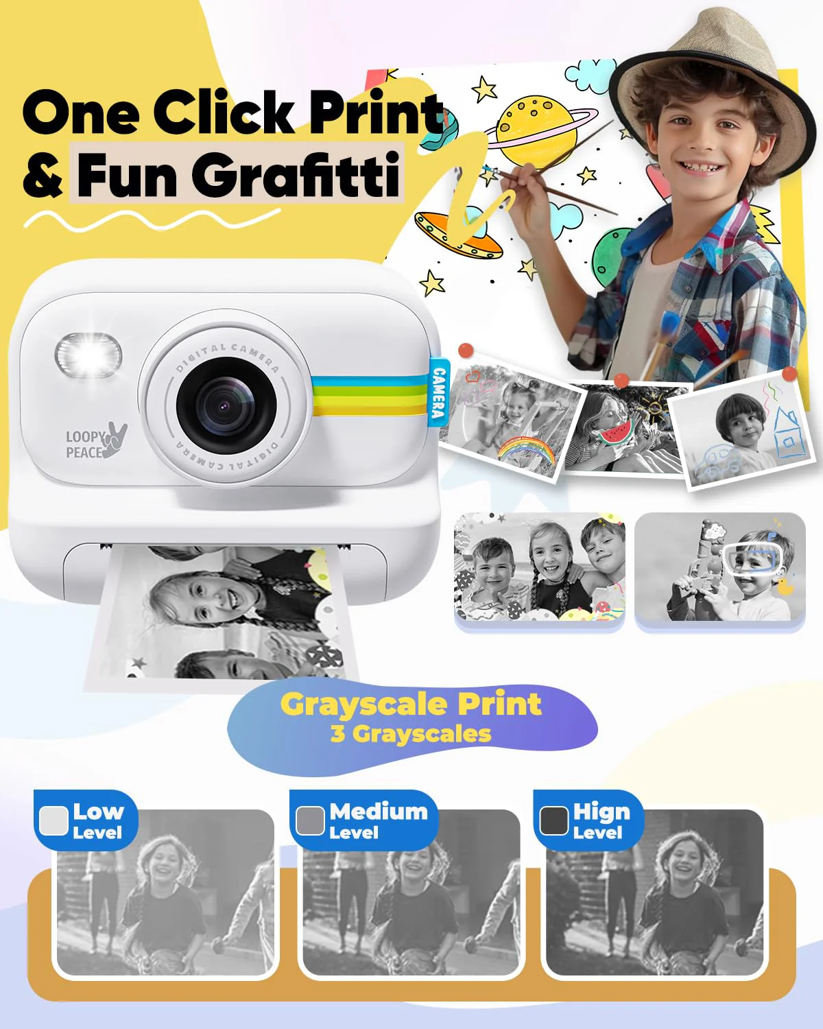 Kids Camera Instant Print, Christmas Birthday Gifts for Girls and Boys Age 3-12,1080P Kids Instant Cameras That Print Photos,Portable Toddler Toy for 3 4 5 6 7 8 9 10 11 Year Old Boys White - Image 5