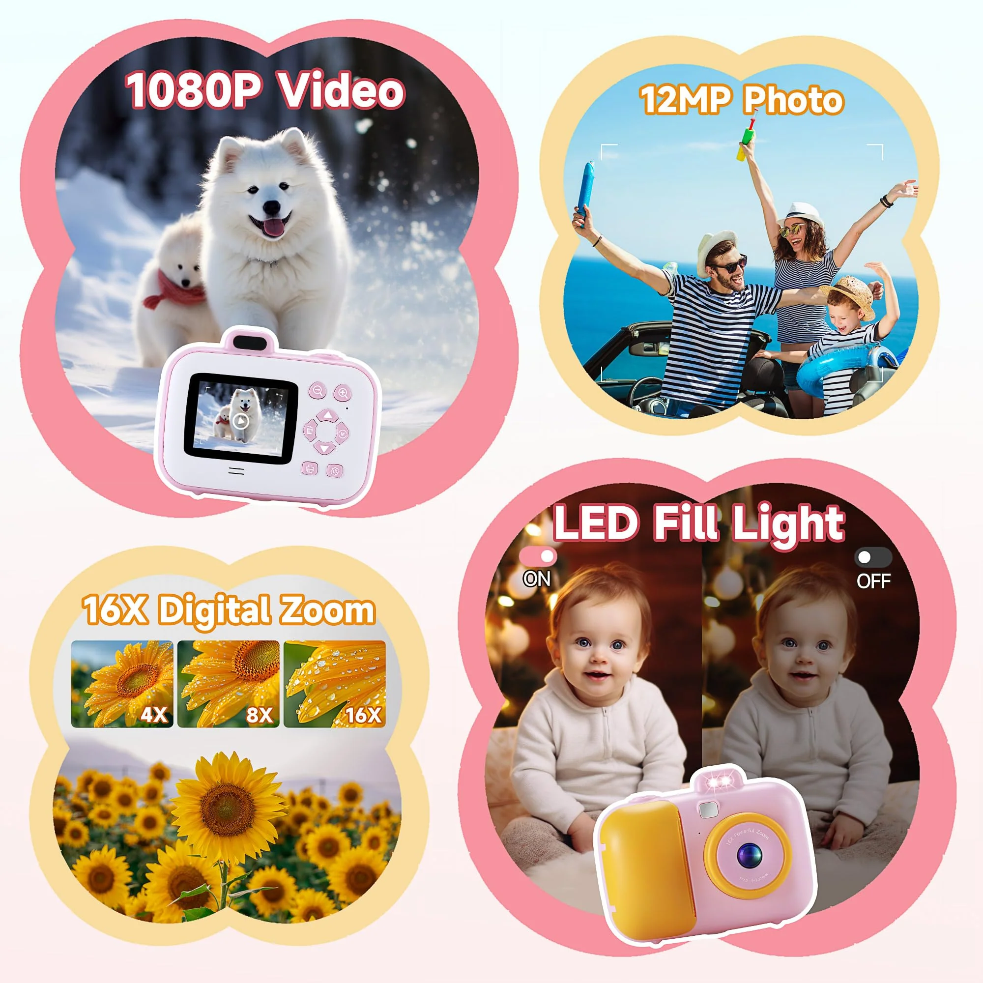 Kids Camera Instant Print for Girls Boys Age 3-12 Kids Toys, YEEHAO 12MP 1080P Kids Digital Cameras Christmas Birthday Gifts for 4 5 6 7 8 9 10 Year Old Girls, Toddler Camera Girls Toys - Image 3