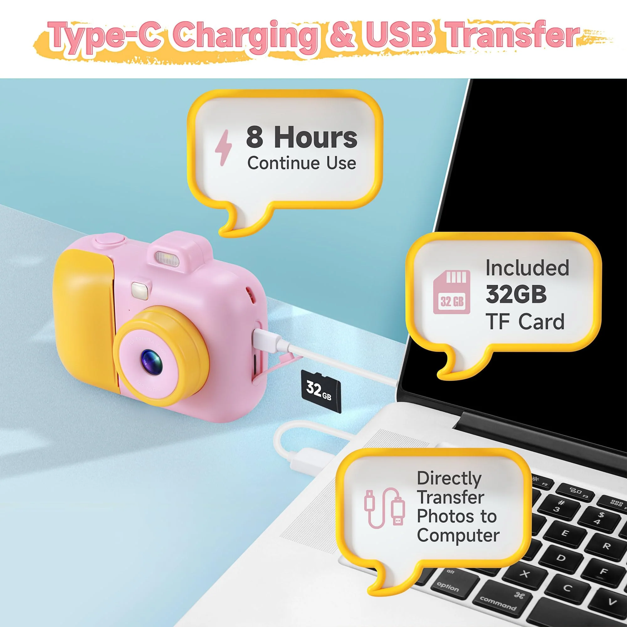 Kids Camera Instant Print for Girls Boys Age 3-12 Kids Toys, YEEHAO 12MP 1080P Kids Digital Cameras Christmas Birthday Gifts for 4 5 6 7 8 9 10 Year Old Girls, Toddler Camera Girls Toys - Image 4