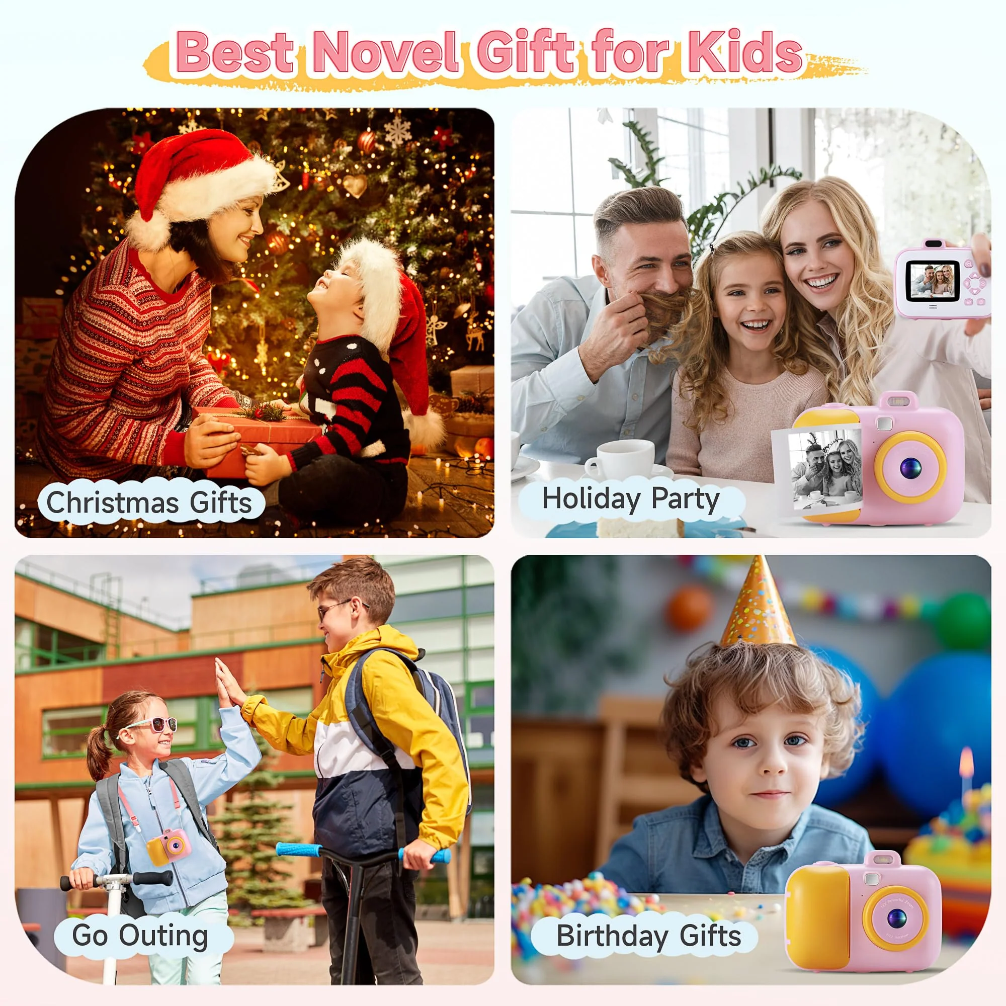 Kids Camera Instant Print for Girls Boys Age 3-12 Kids Toys, YEEHAO 12MP 1080P Kids Digital Cameras Christmas Birthday Gifts for 4 5 6 7 8 9 10 Year Old Girls, Toddler Camera Girls Toys - Image 7