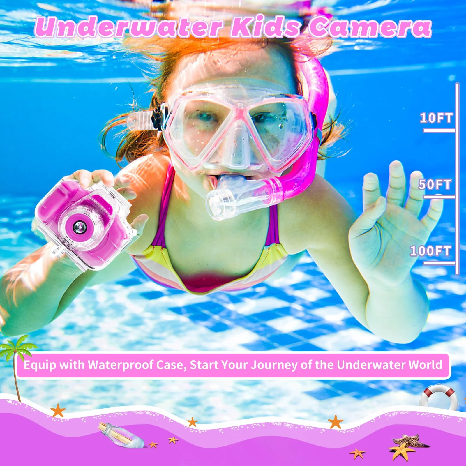 Kids Camera Underwater Waterproof Digital Camera for Kids 2 Inch IPS Screen 1080P HD Kids Video Action Camera for 3 4 5 6 7 8 9 10 Year Old Girls Boys Thanksgiving Christmas Birthday Gift Rose Red - Image 7