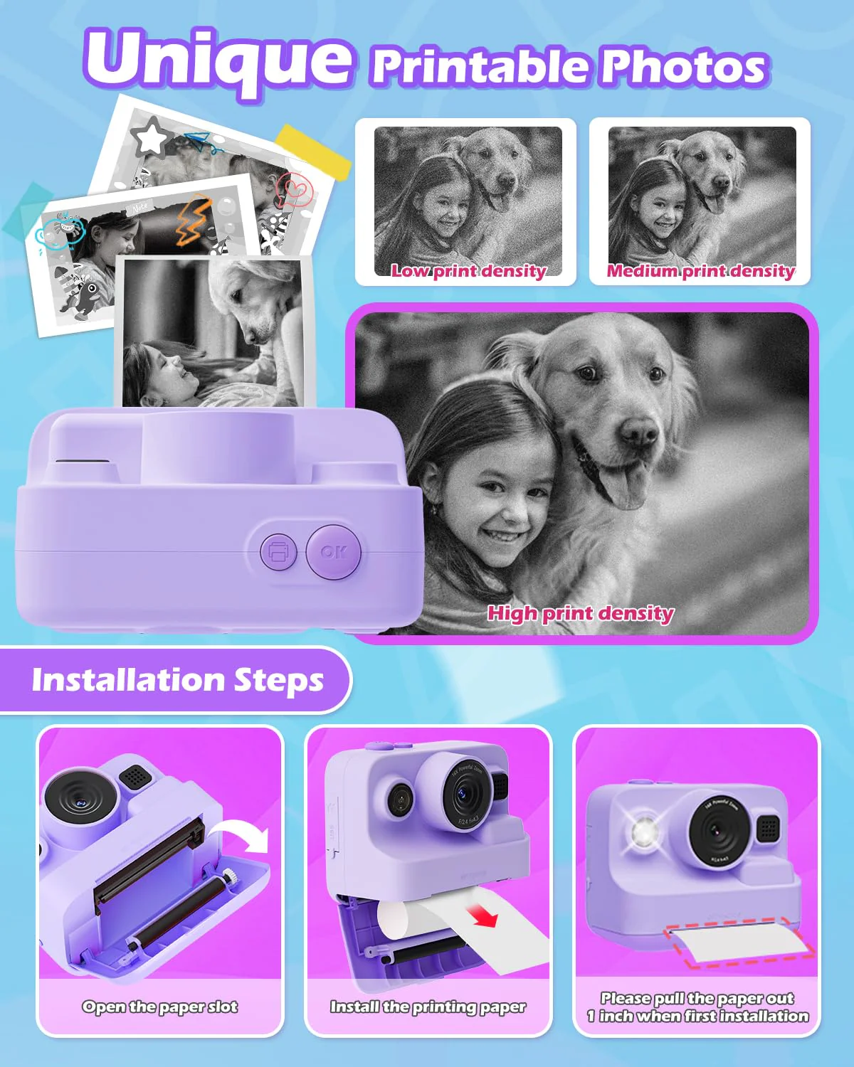 Kids Digital Camera with 1080P Video, IPS Screen, 32GB SD Card - Christmas Gift, Age 3-12 Purple - Image 4