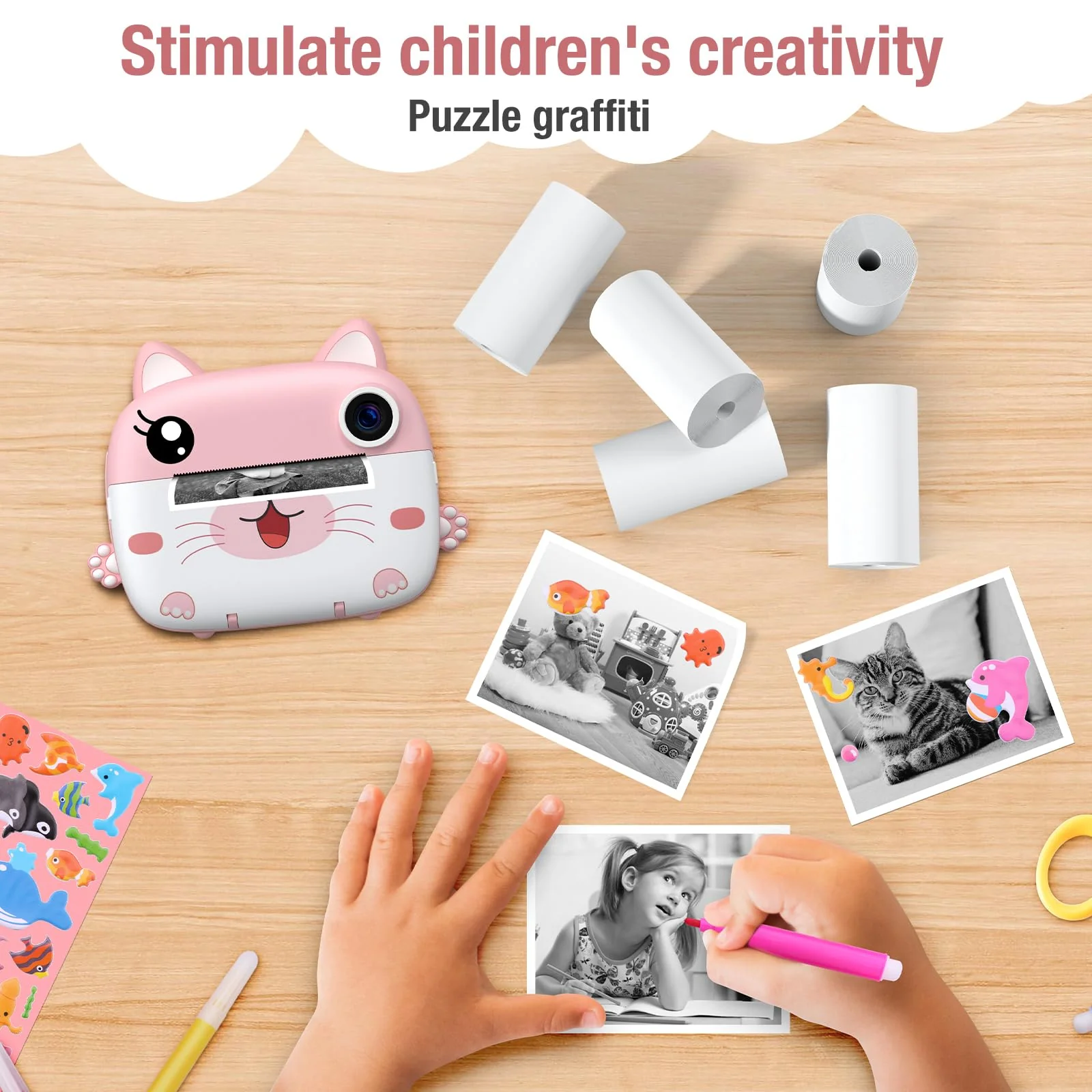 Kids Instant Camera Refill Print Paper-5 Rolls for Kids Instant Print Camera,HD Printing Thermal Print Paper Set Portable Refill Print Paper - Image 3