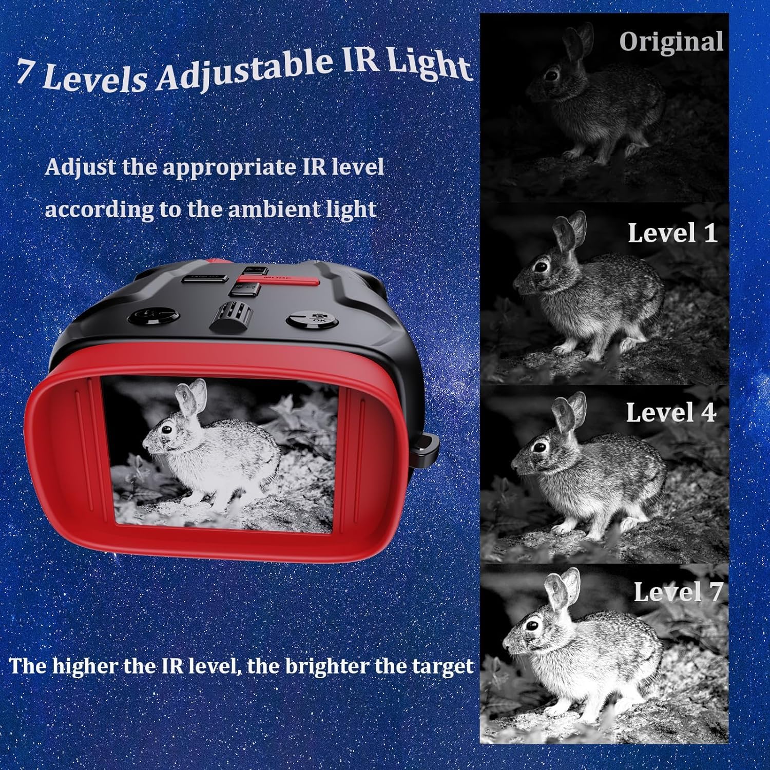 Kids Toys Night Vision Goggles for Kids Ages 5 and Up Gifts for Kids 32GB Card, 5X Zoom Kids Camera Night Vision Binoculars for Kids for Kids Red - Image 4