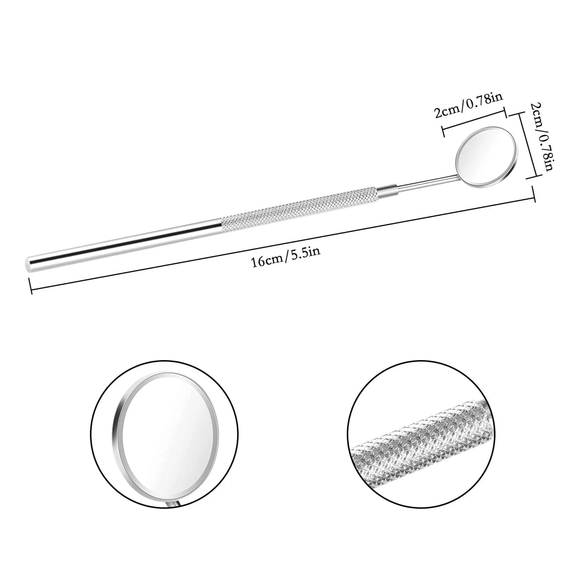 KINZIO Dental Mouth Mirror Mouth Tooth Mirror Inspection Mirror Curve Angle Dentist Oral Care Mouth Control Extension Tool Also Suitable for Eyelash Extensions (Silver) Silver - Image 4