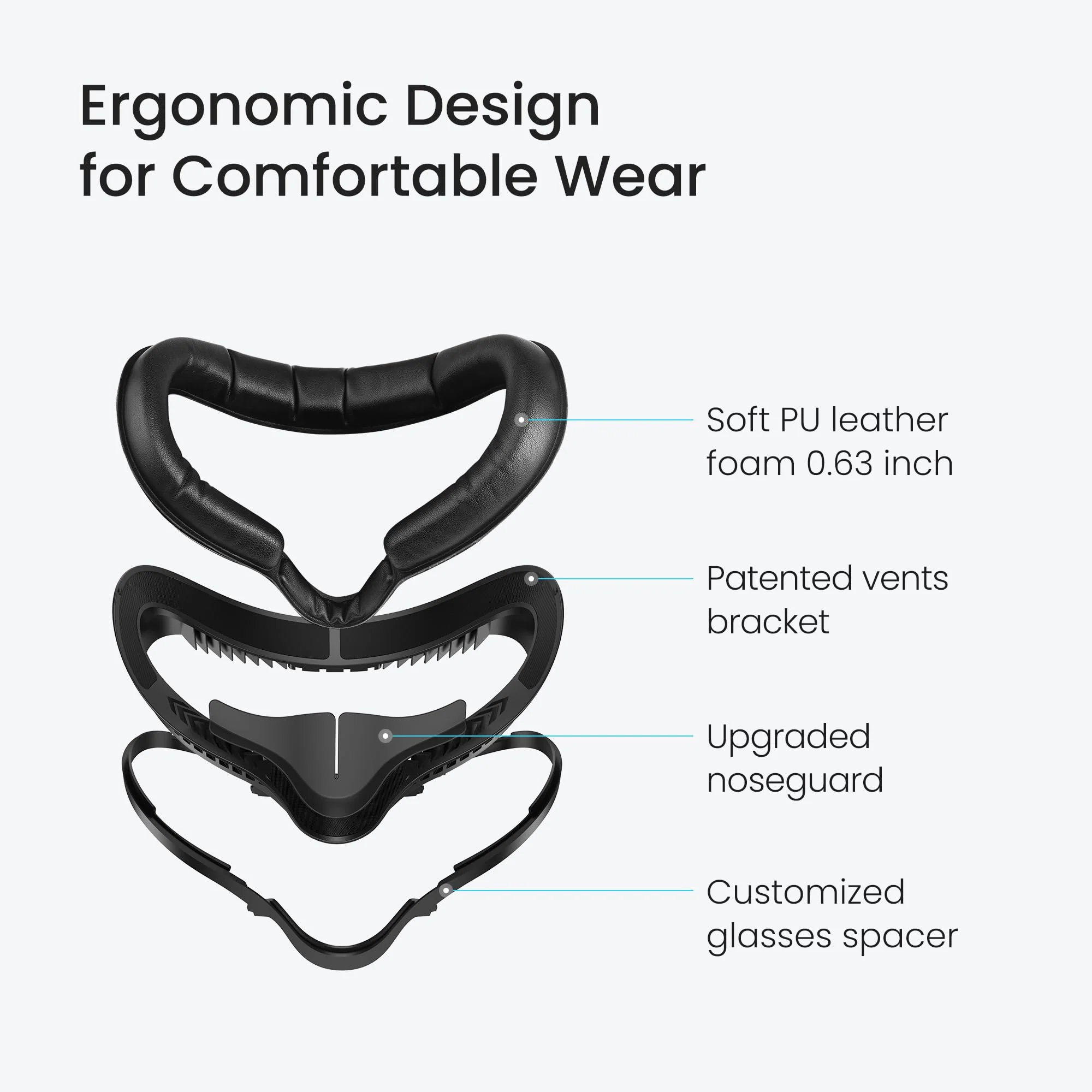 KIWI design Comfort Face Cushion Pad Compatible with Quest 2 Accessories, Breathable Facial Interface and Glasses Spacer - Image 4
