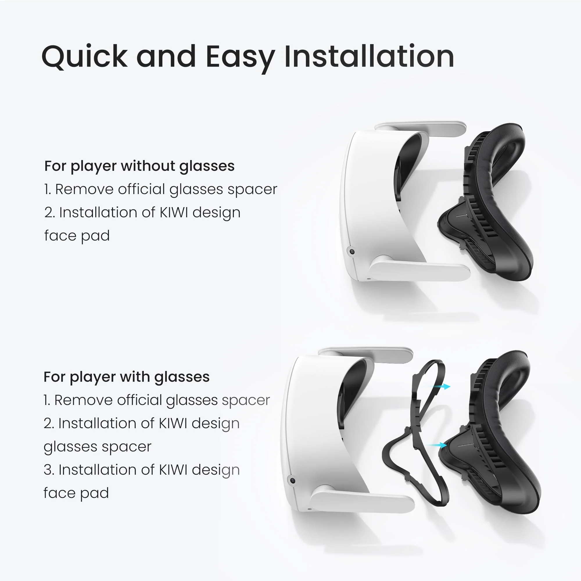 KIWI design Comfort Face Cushion Pad Compatible with Quest 2 Accessories, Breathable Facial Interface and Glasses Spacer - Image 5