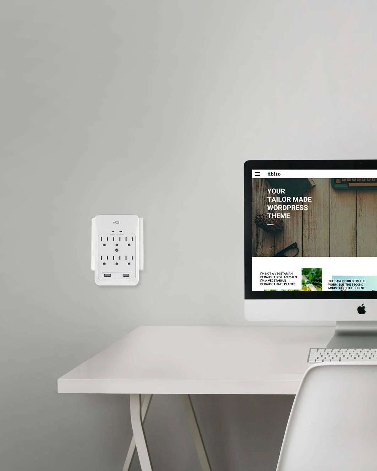 KMC 6-Outlet Surge Tap, 2 USB Ports (3.4A), 980 Joules Surge Protector, White 1 pack - Image 6