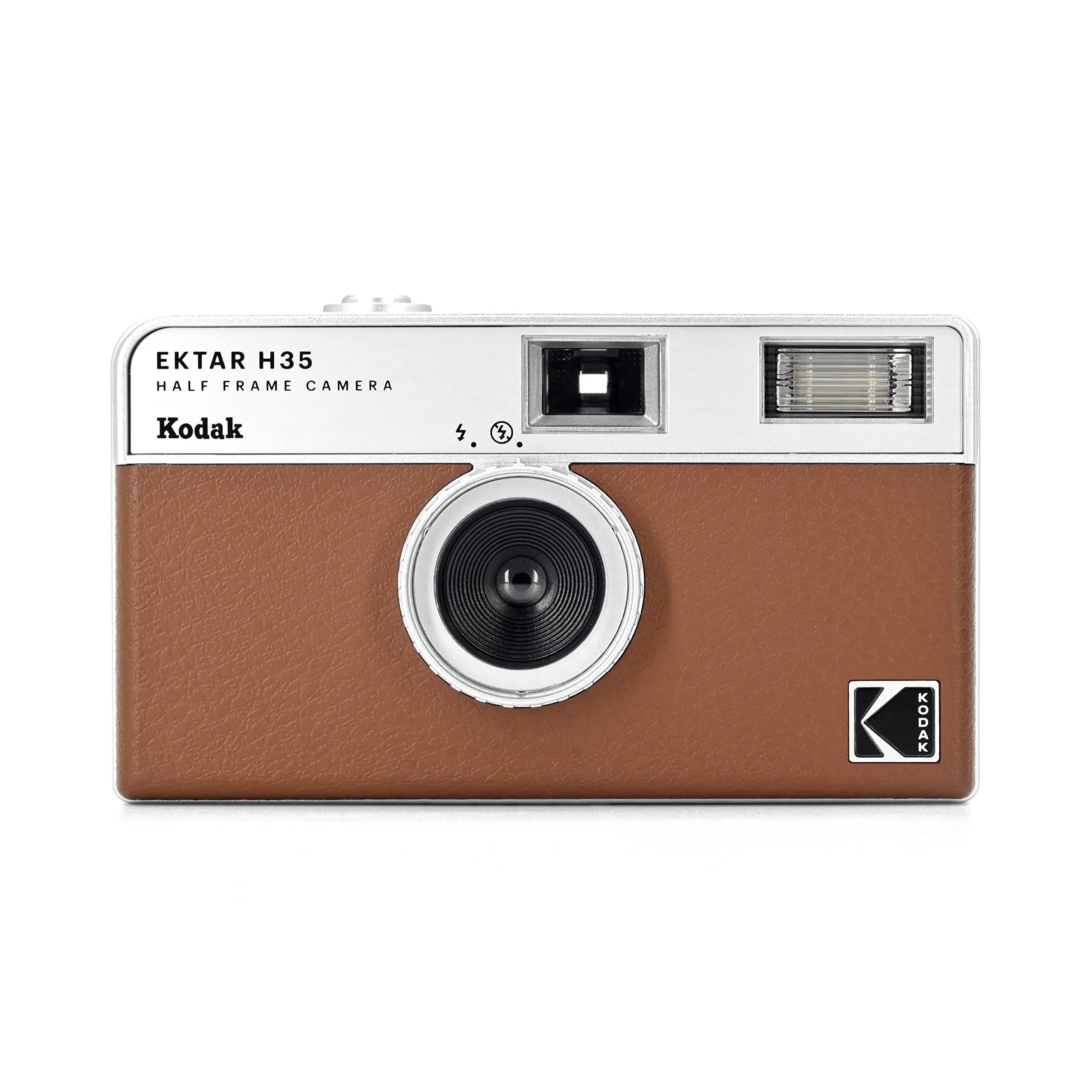 KODAK EKTAR H35 Half Frame Film Camera, 35mm, Reusable, Focus-Free, Lightweight, Easy-to-Use (Brown) (Film & AAA Battery are not Included) Brown Single