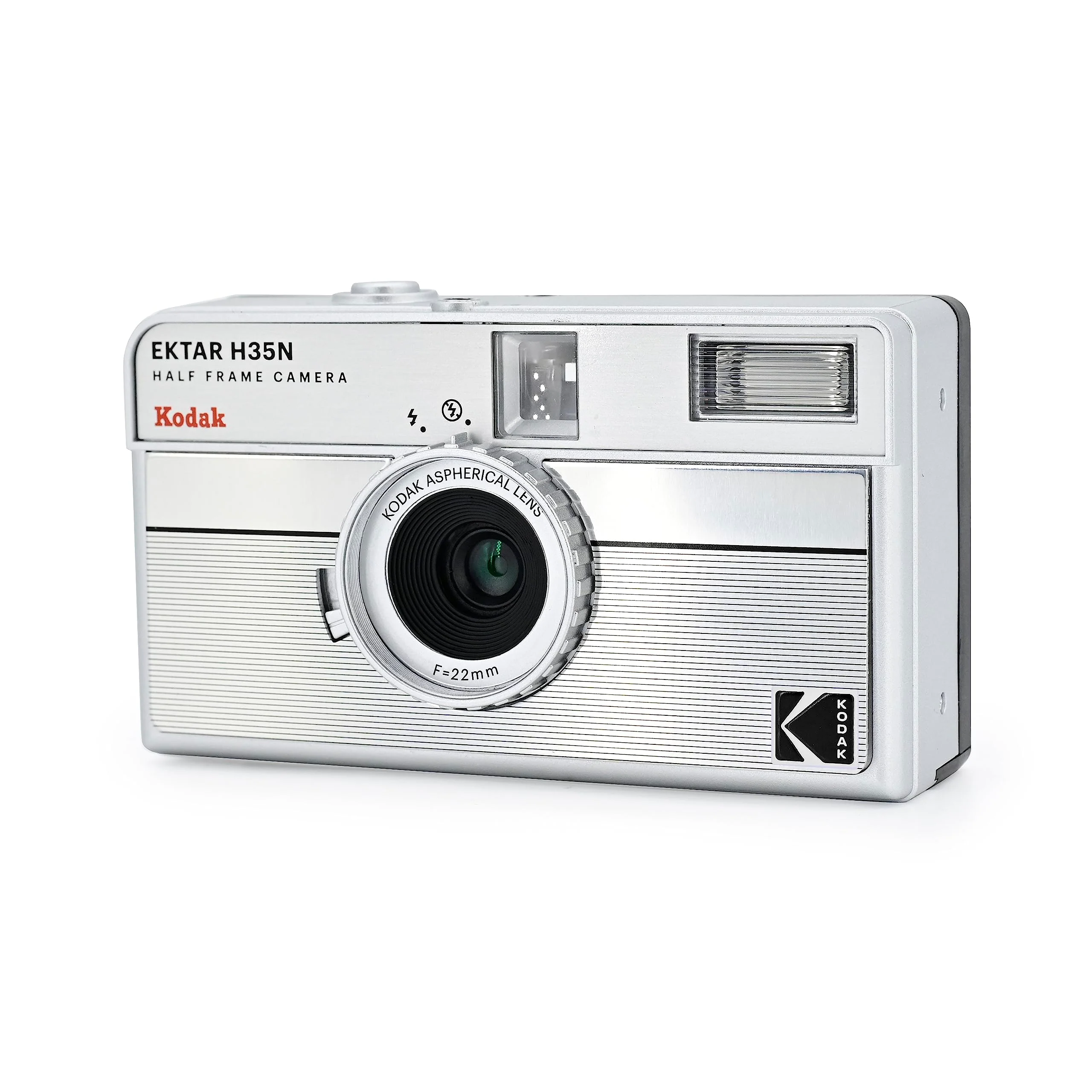 KODAK EKTAR H35N Half Frame Film Camera, 35mm, Reusable, Focus-Free, Bulb Function, Built-in Star Filter, Coated Improved Lens (Film & AAA Battery are not Included) (Striped Silver) Striped Silver Single - Image 2