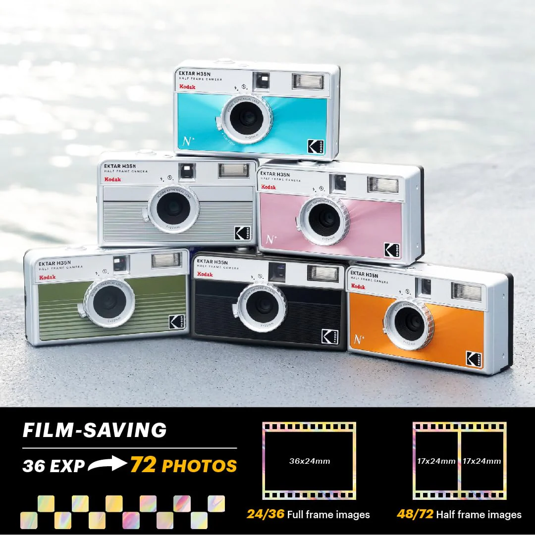 KODAK EKTAR H35N Half Frame Film Camera, 35mm, Reusable, Focus-Free, Bulb Function, Built-in Star Filter, Coated Improved Lens (Film & AAA Battery are not Included) (Striped Silver) Striped Silver Single - Image 9