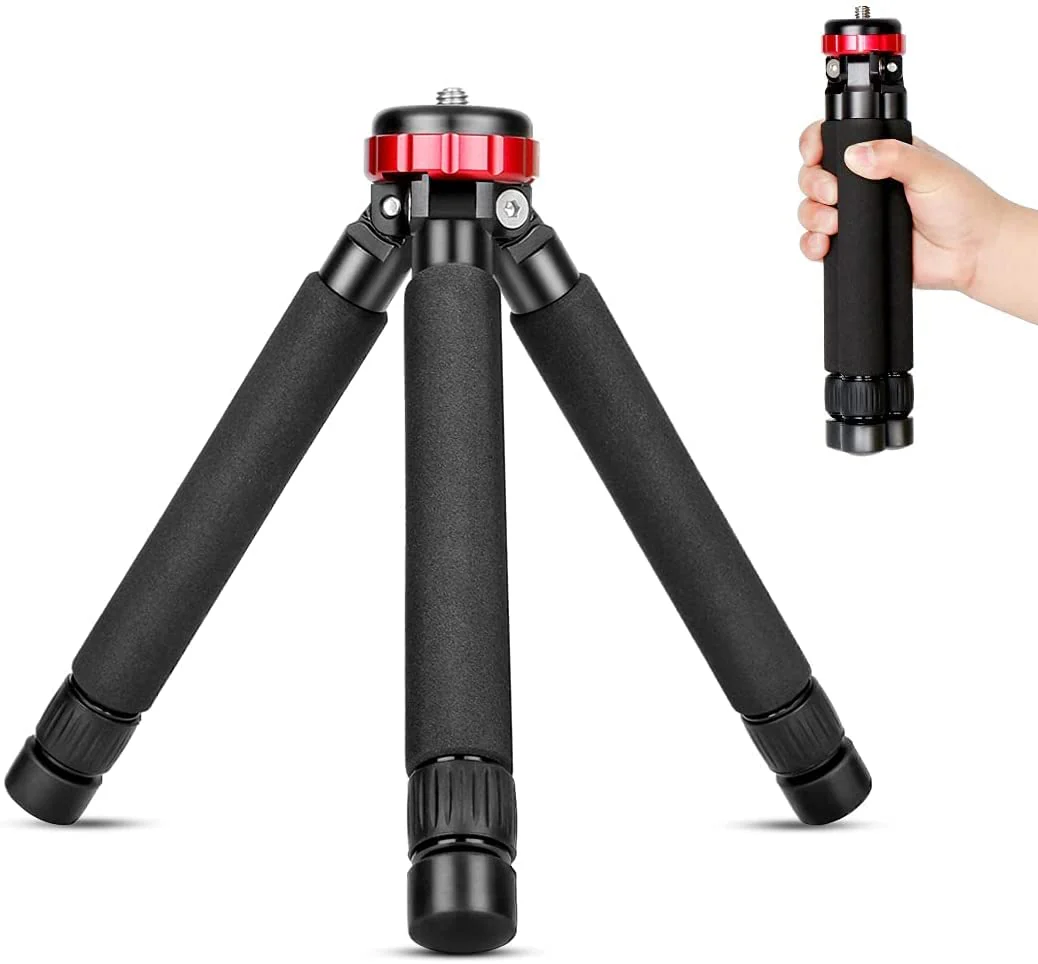 Koolehaoda Mini Tripod Table Stand Desktop Compact Tripod with 1/4" and 3/8" Screw Mount Compatible with DSLR Camera, Monopods, Tripod Head and Gimbal Grip Stabilizer MT-02