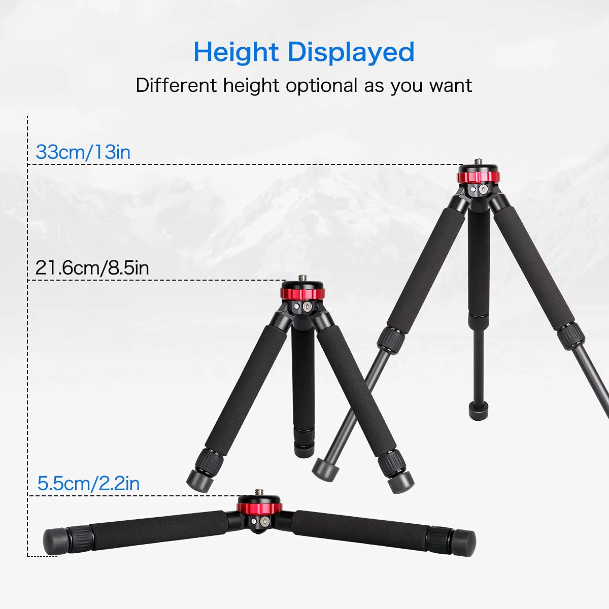 Koolehaoda Mini Tripod Table Stand Desktop Compact Tripod with 1/4" and 3/8" Screw Mount Compatible with DSLR Camera, Monopods, Tripod Head and Gimbal Grip Stabilizer MT-02 - Image 3