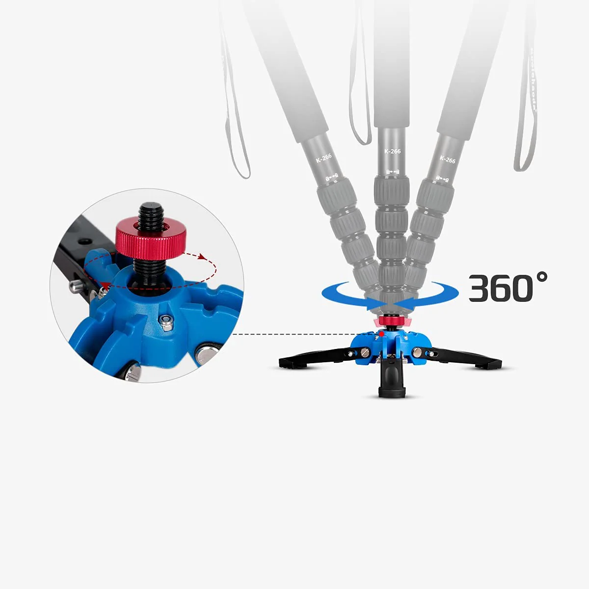 Koolehaoda Mini Tripod,Universal 3 Legs Monopod Base Stand Unipod Support with 3/8" Screw for Monopods Ballhead - A2 - Image 2