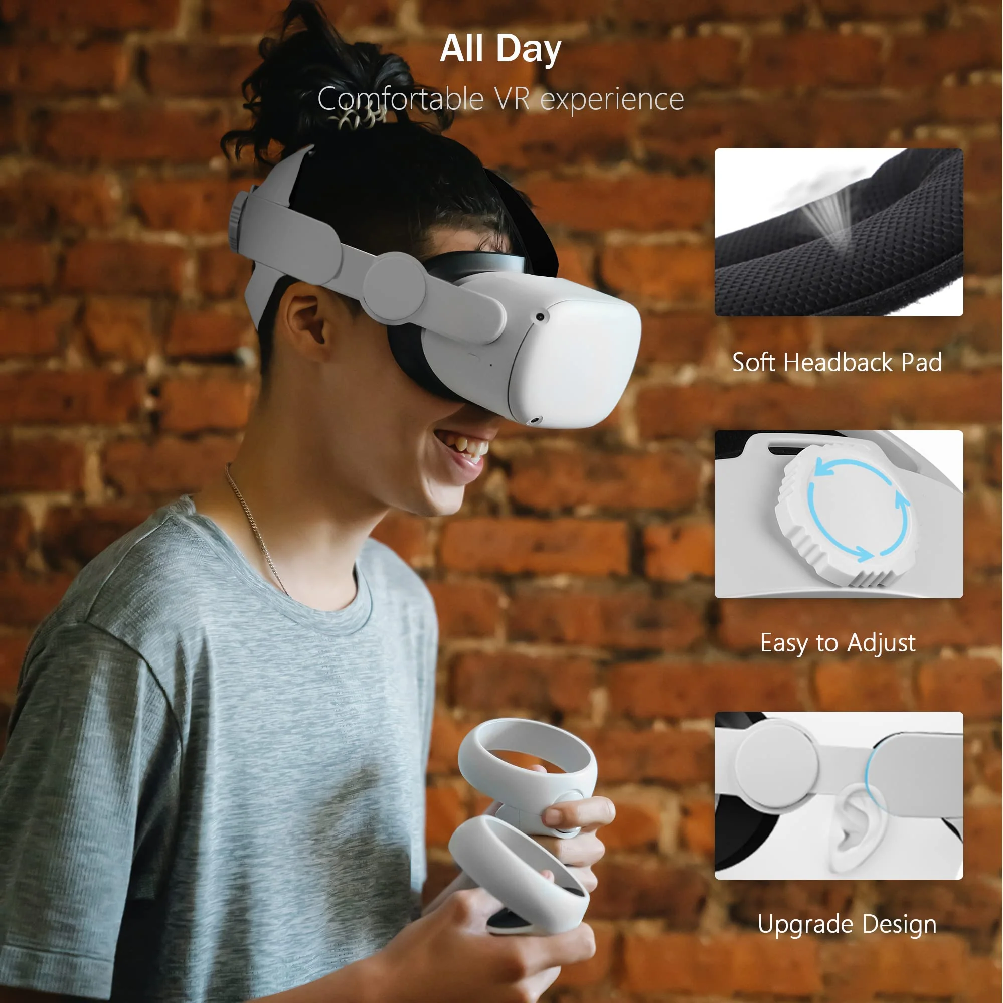 Kuject Design 3-in-1 Adjustable Head Strap for Oculus/Meta Quest 2, Replacement for Elite Strap, Enhanced Support in VR, Detachable & Lightweight VR Accessories Fit for Carrying Case - Image 4