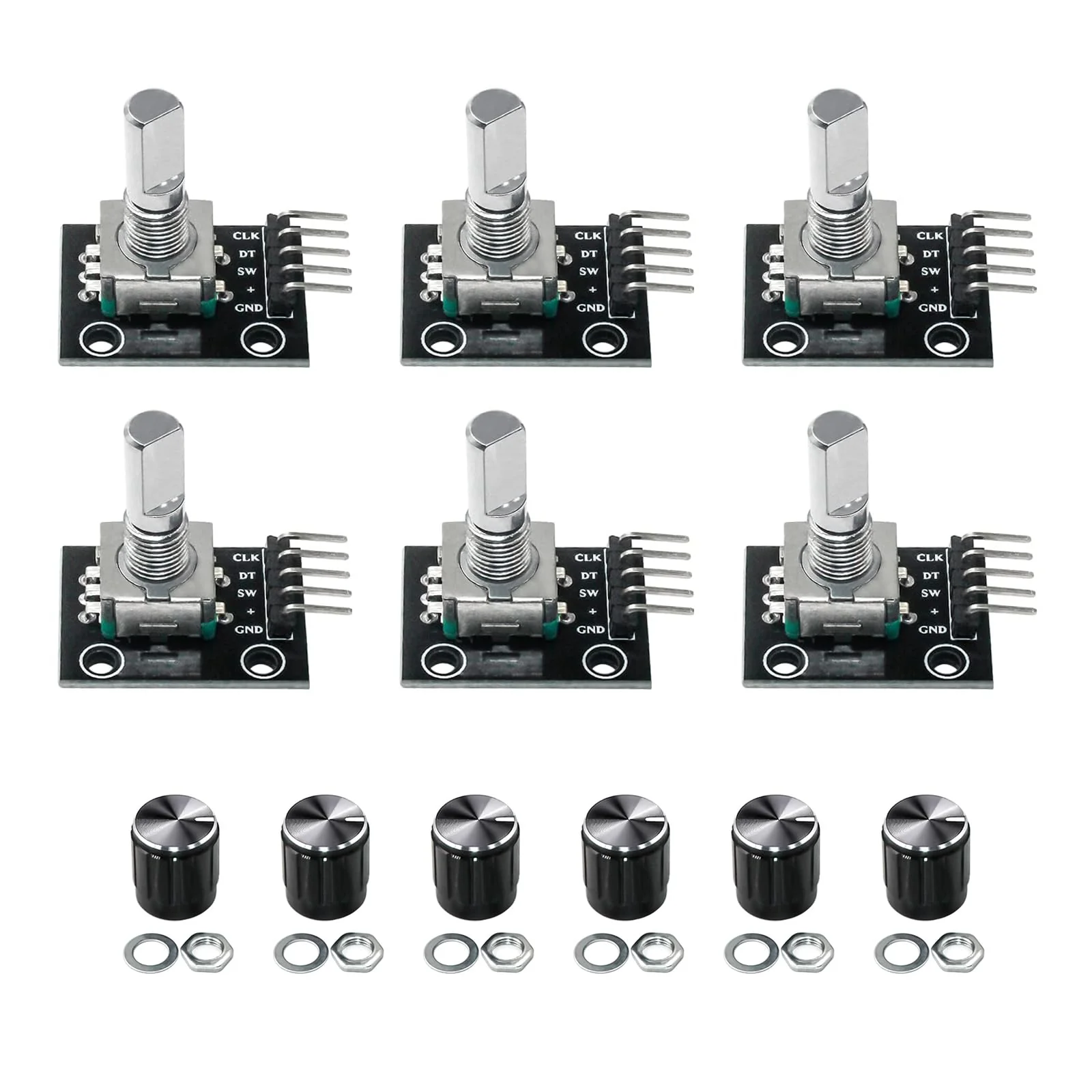KY-040 Rotary Encoder Module, 360 Degree Rotary Encoder Module, Potentiometer Digital Pulse Output Electronic Building Blocks for Automotive Electronics Multimedia Audio, Pack of 6