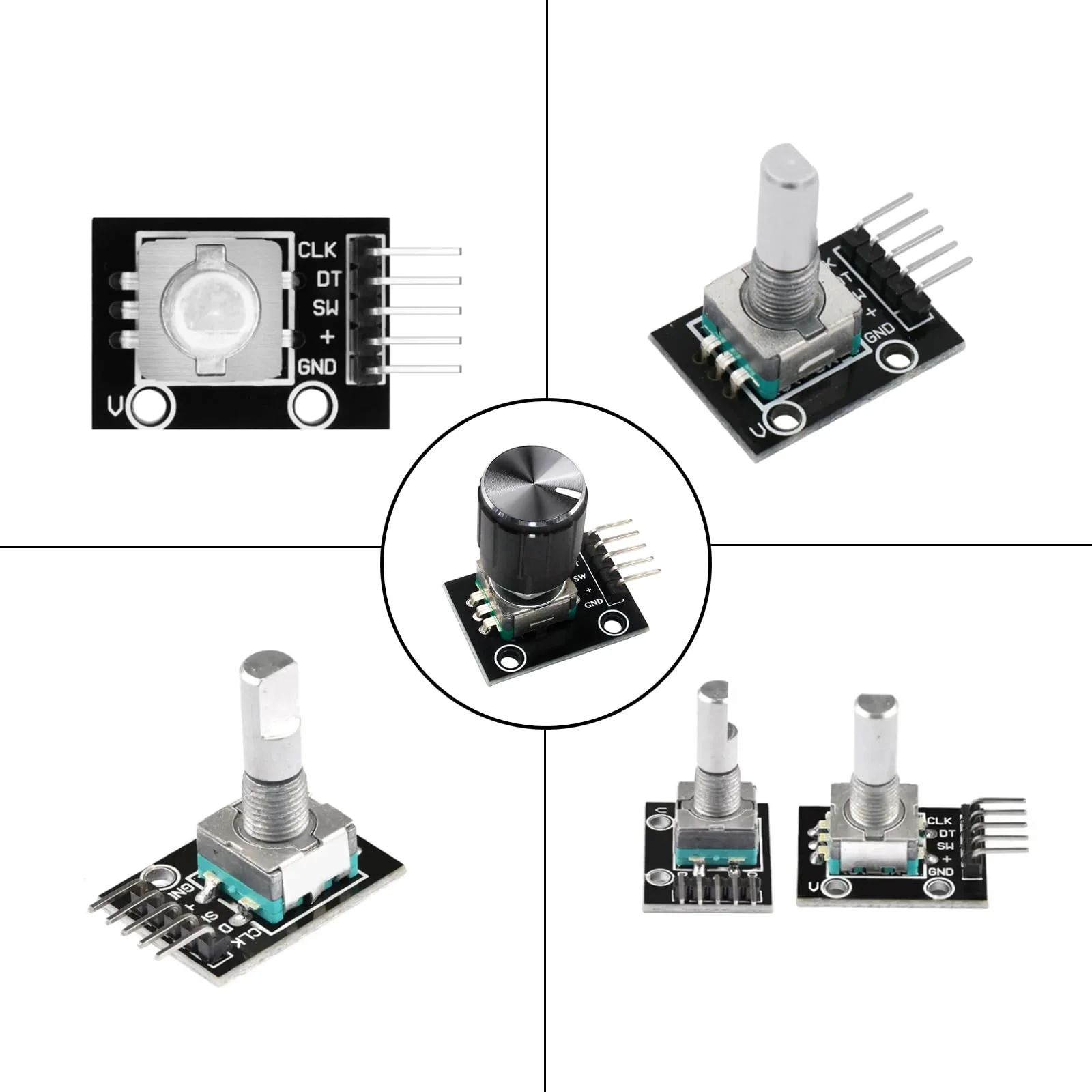KY-040 Rotary Encoder Module, 360 Degree Rotary Encoder Module, Potentiometer Digital Pulse Output Electronic Building Blocks for Automotive Electronics Multimedia Audio, Pack of 6 - Image 5