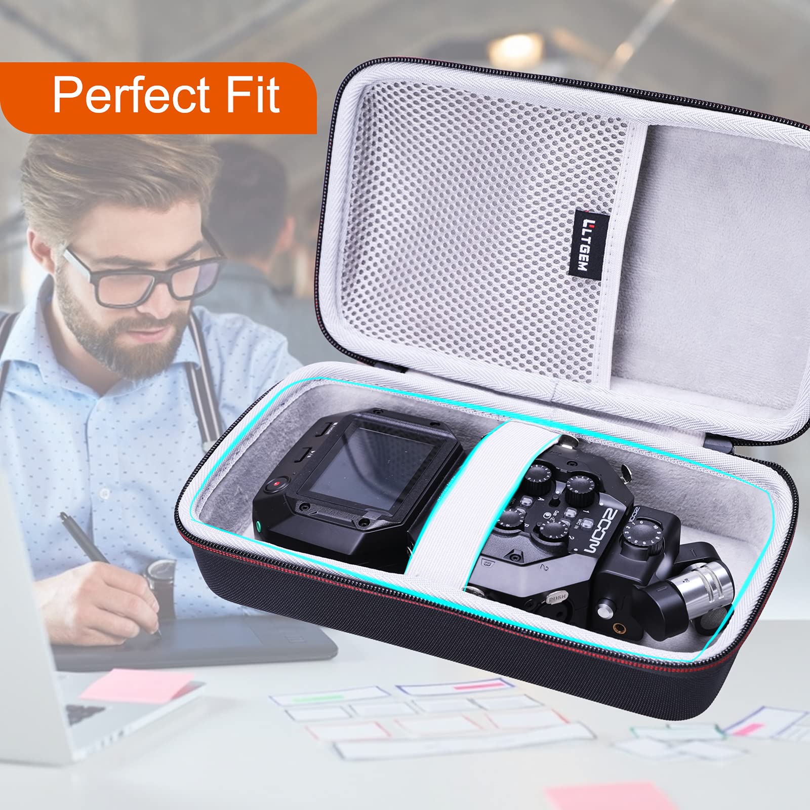 L LTGEM EVA Storage Case for Zoom H8 12-Track/Tascam Portacapture X8 Portable Handy Recorder - Travel Protective Carrying Bag - Image 3