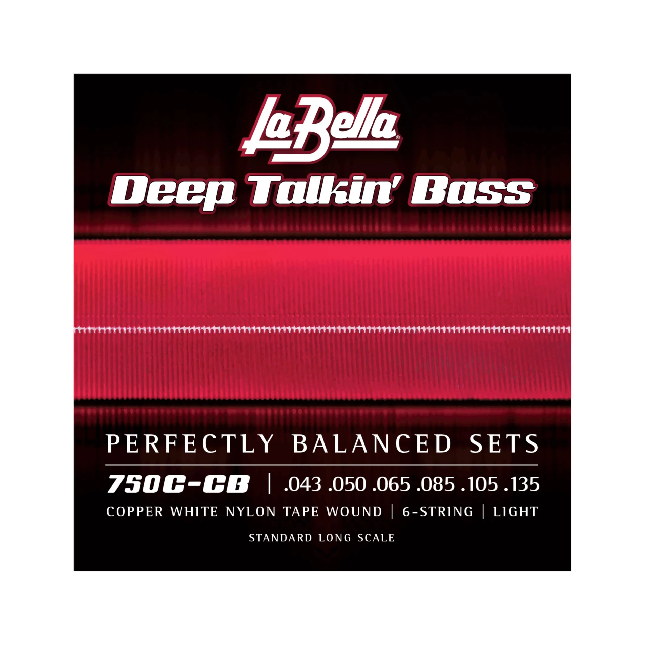 La Bella 750C-CB Deep Talkin Brass Copper White Nylon Tape Wound 6-String, Light Standard Long Scale 43-135
