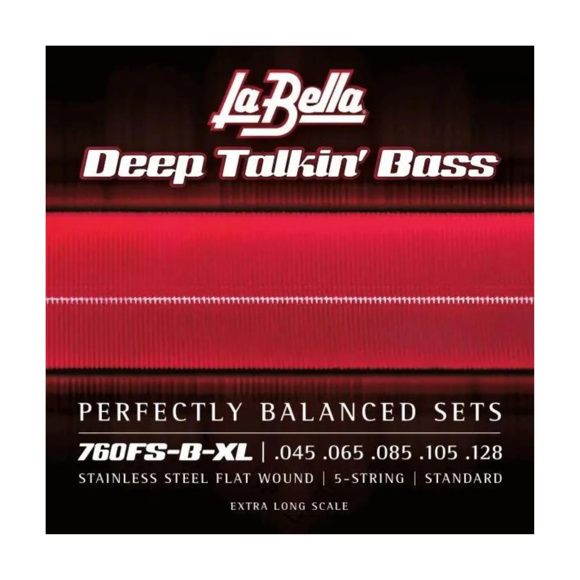 La Bella 760FS-B-XL Deep Talkin' Bass Stainless Steel Flat Wound- Standard Extra Long Scale Bass Guitar String 45-128