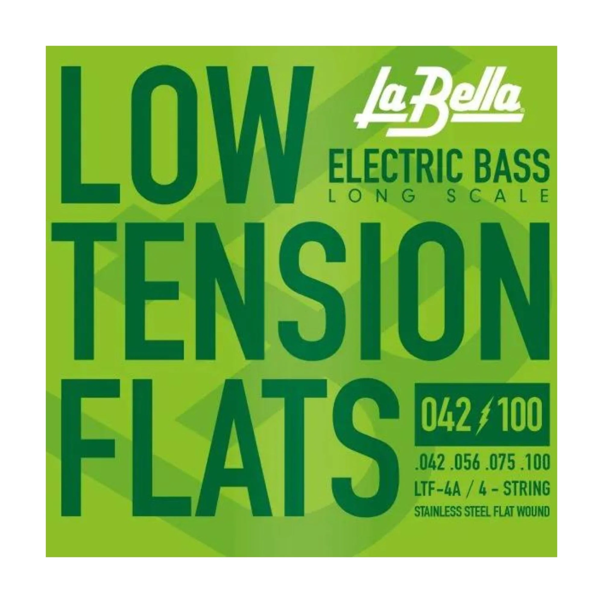 La Bella LTF-4A Low Tension Flats Long Scale Stainless Steel Flat Wound 4- String Electric Bass 42-100 Long Scale 42-100