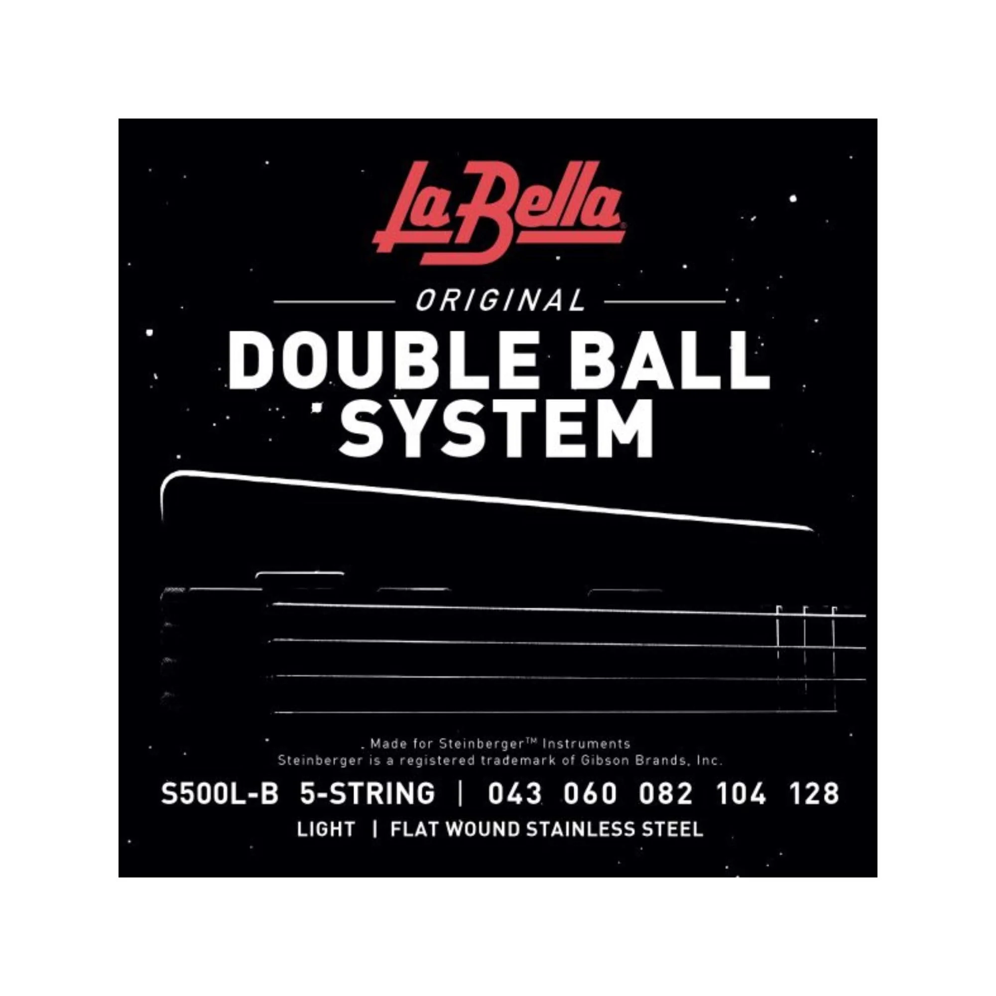 La Bella S500L-B Double Ball System Light Flat Wound Stainless Steel Bass 5- String 43-128 S500L-B 5 String Light - 43-128