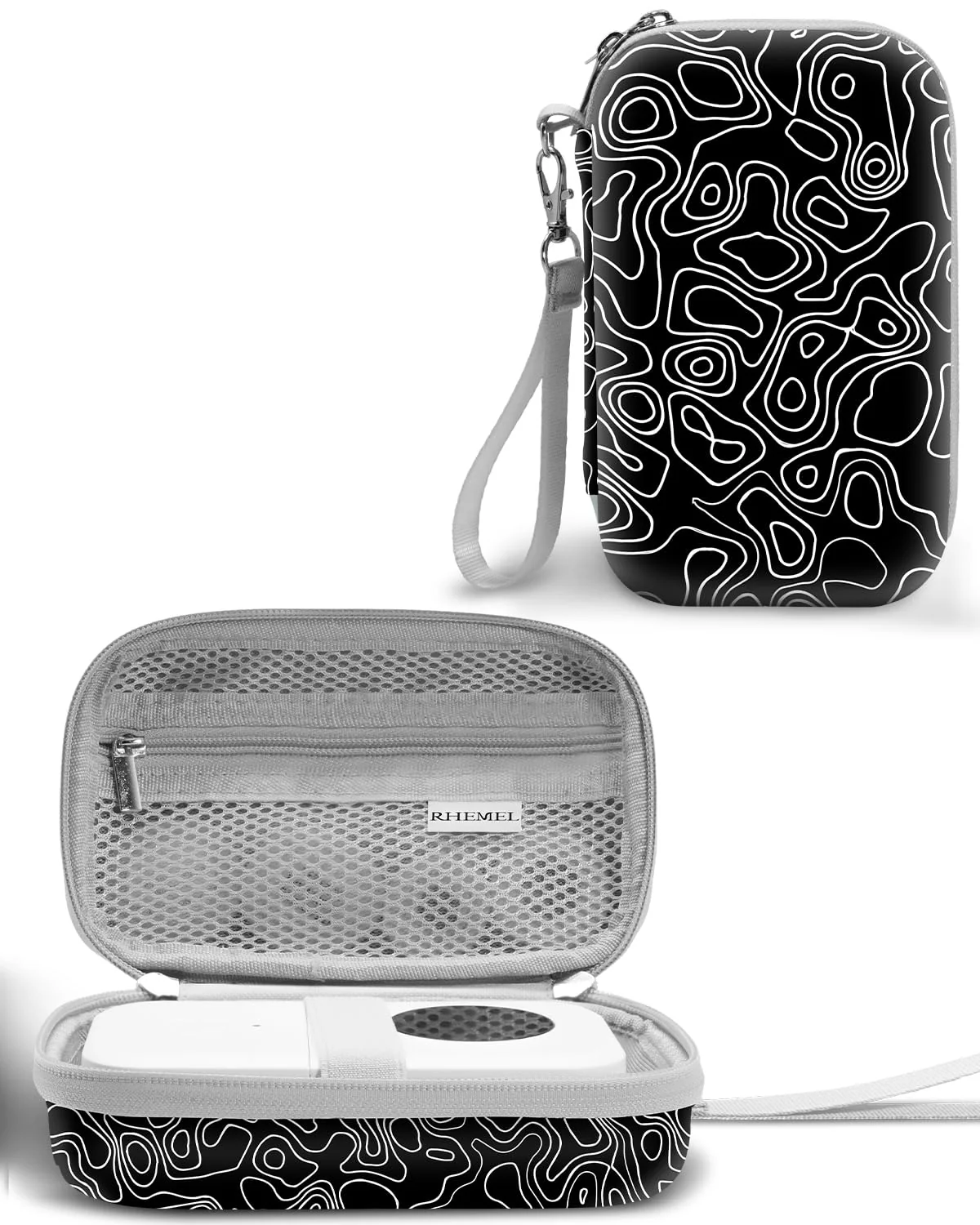 Label Maker Case for Label Maker Machine, EVA Travel Case with Designed Pattern, Compatible with D30, P21, E10, D110 Label Maker (Box Only), Black Wave