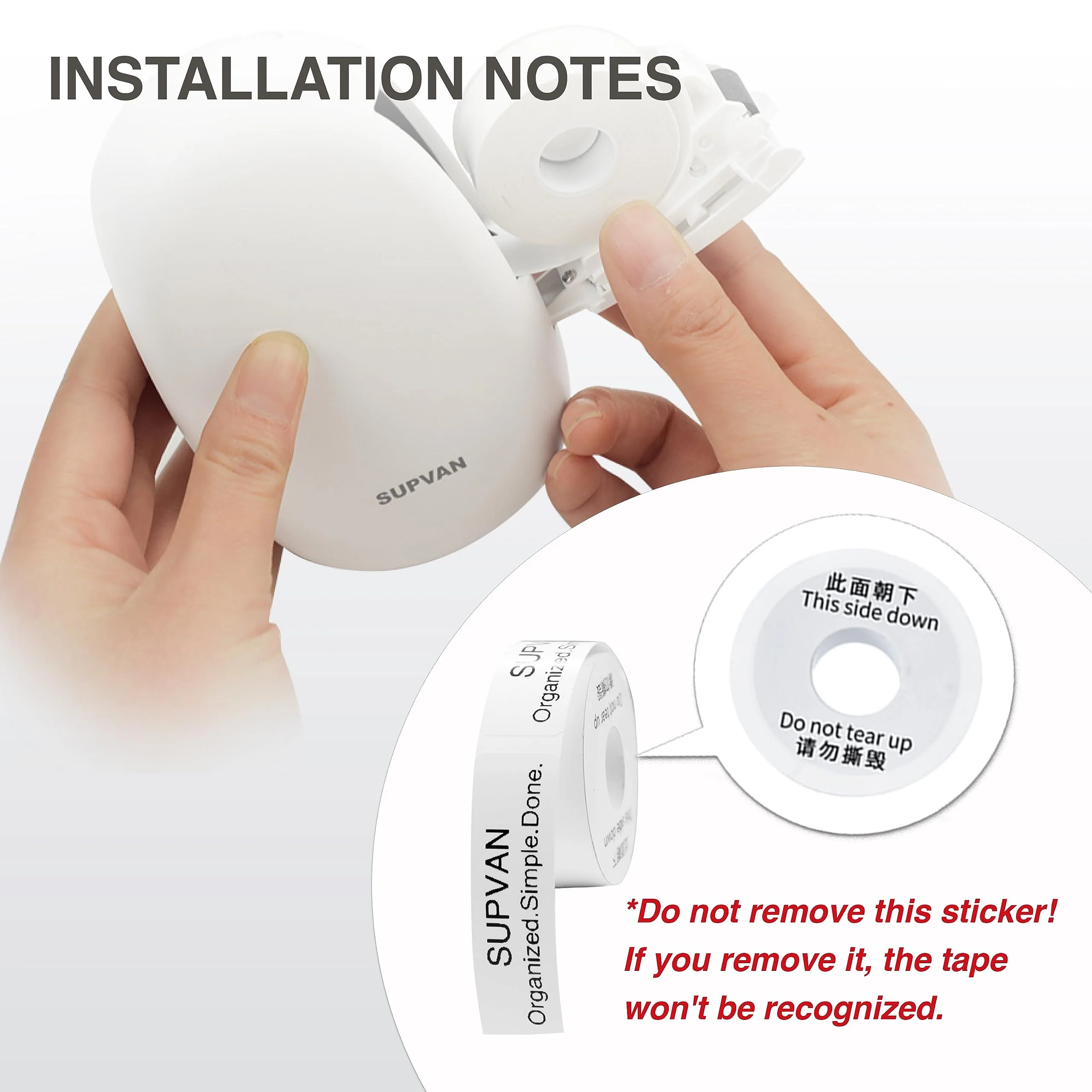 Label Maker Tape SUPVAN E10 Adapted Label Print Paper Refill Size 2 Packs Continous 0.59inx19.68ft Thermal Laminated Waterproof Self-Adhesive Multipurpose Labeling Tape Replacement - Image 8