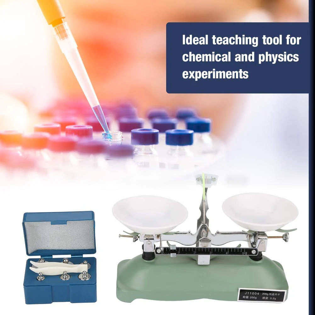Laboratory Mechanical Balance Scale, 200g/0.2g Mechanical Tray Balance Scale with Weights, Chemical Physics Laboratory Teaching Aid, Precision Weight Measurement - Image 2