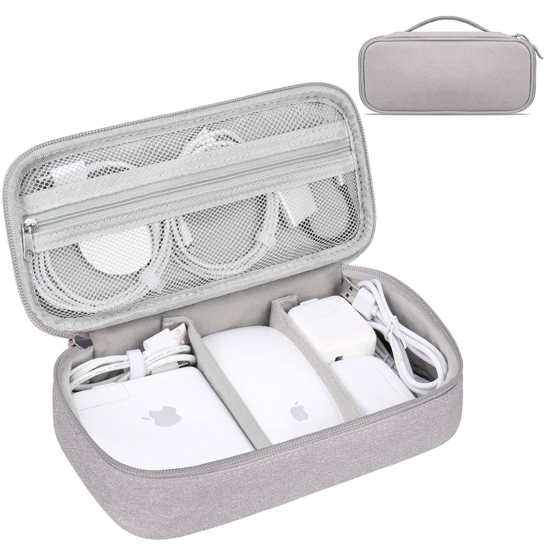 Lacdo Electronic Organizer Travel Cable Organizer Bag Pouch Tech Electronic Accessories Carry Case Portable Double Layers Charger Case for Cable, Cords, Charger, Earphone, Power Bank, Gray