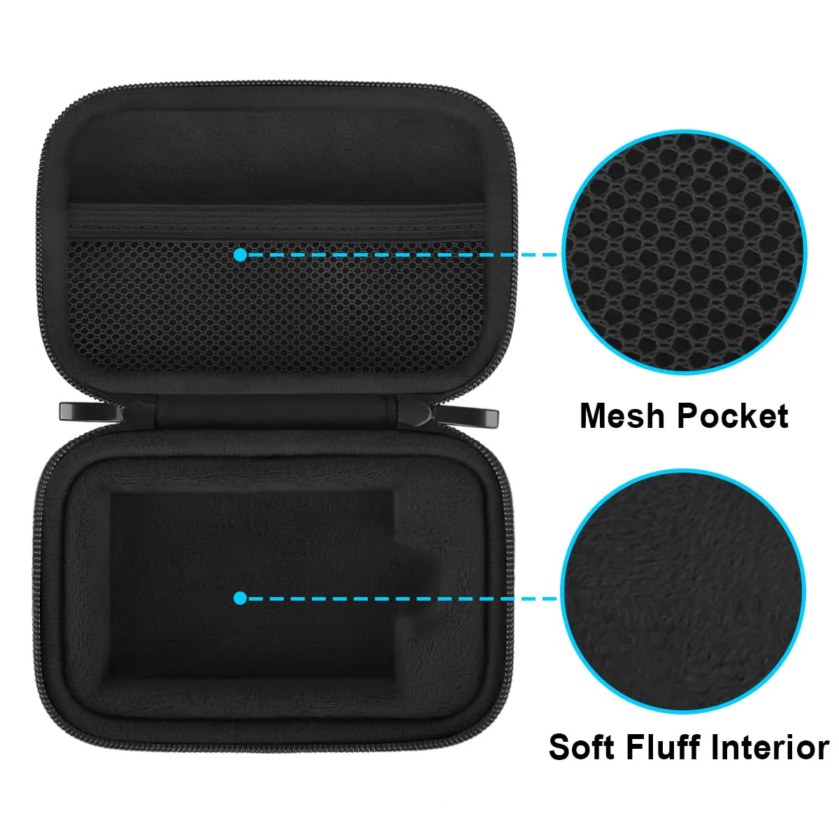 Lacdo Hard Carrying Case for Samsung T7 Shield / T7 / T7 Touch Portable Solid State Drives 500GB 1TB 2TB 4TB USB 3.2 External SSD Hard EVA Shockproof Storage Travel Bag, Black+Black - Image 3