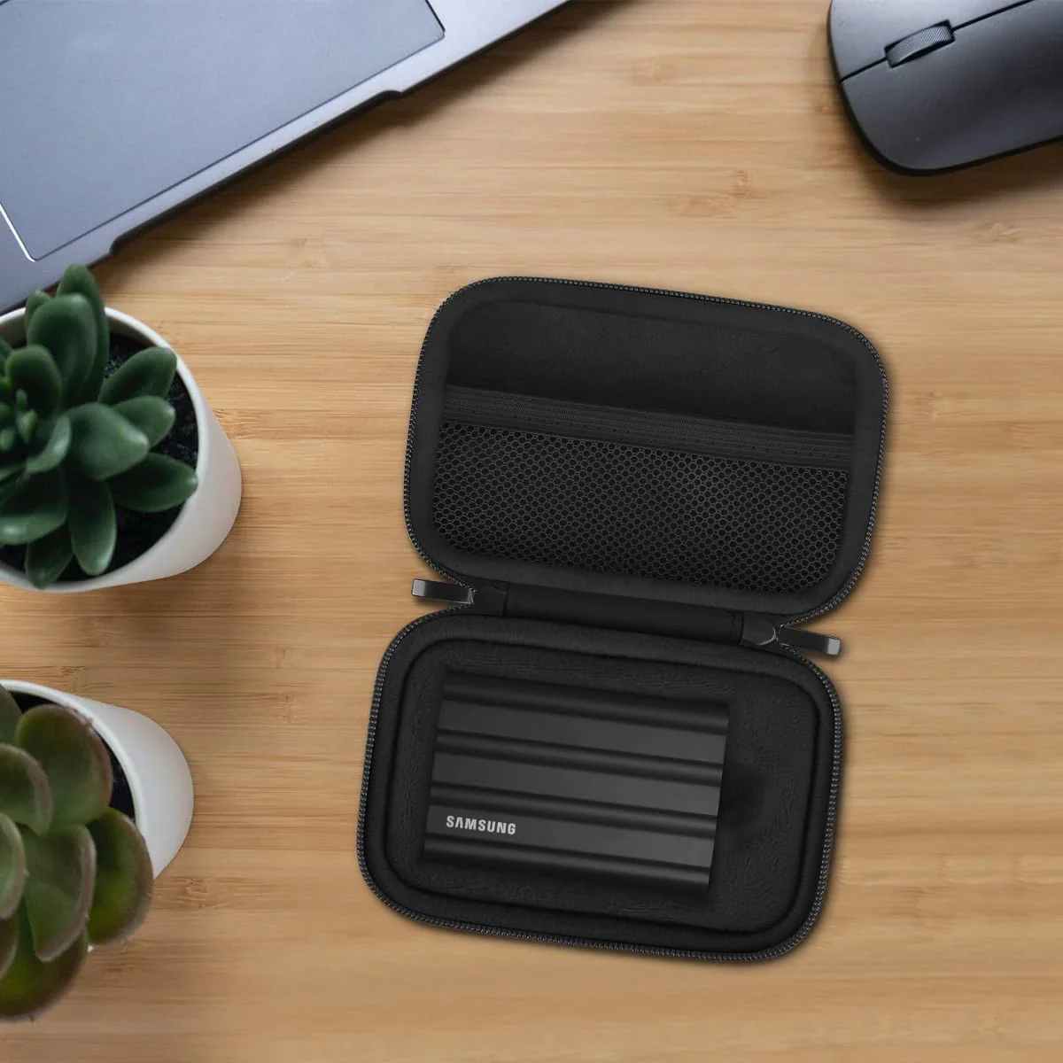 Lacdo Hard Carrying Case for Samsung T7 Shield / T7 / T7 Touch Portable Solid State Drives 500GB 1TB 2TB 4TB USB 3.2 External SSD Hard EVA Shockproof Storage Travel Bag, Black+Black - Image 6