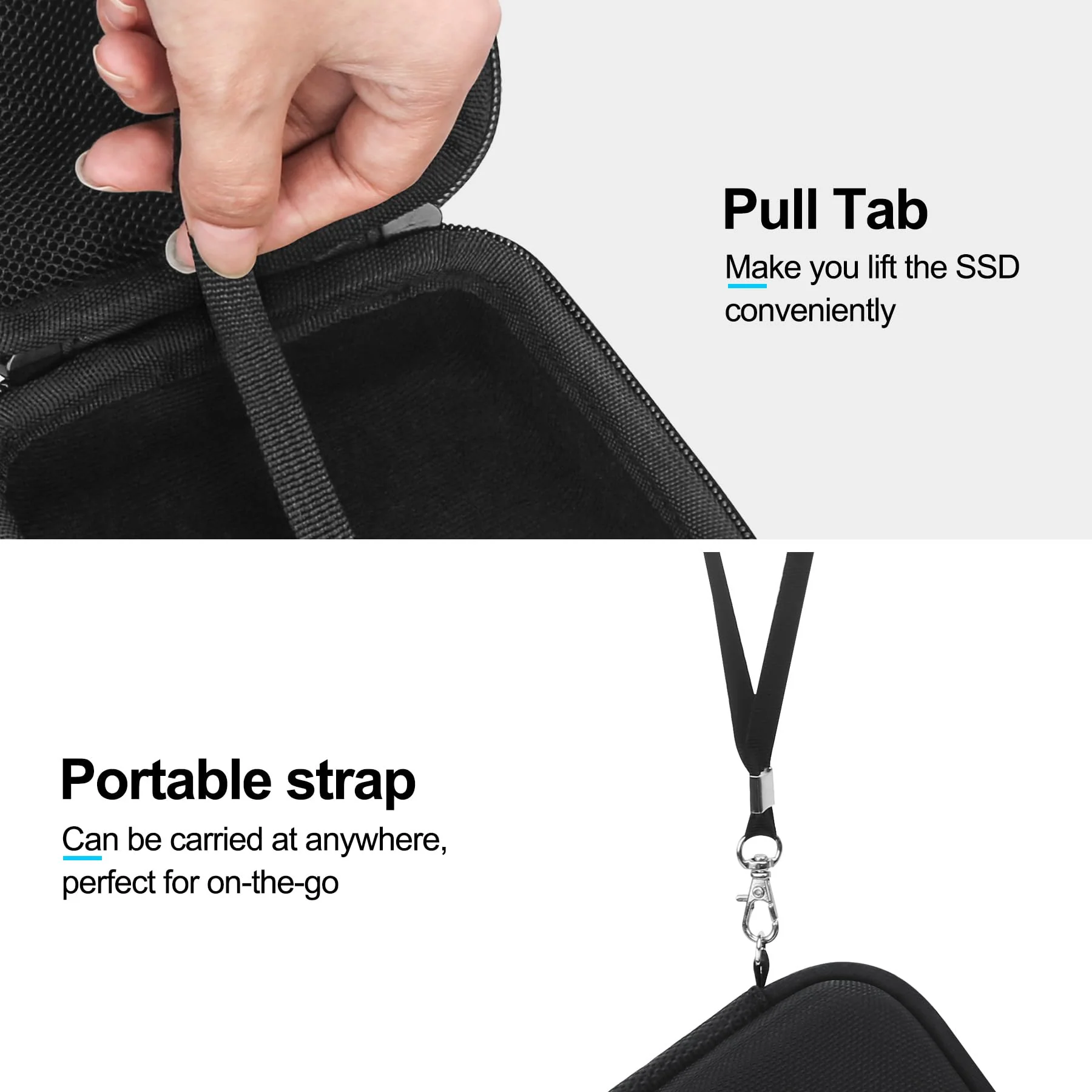 Lacdo Hard Carrying Case for SanDisk Desk Drive SSD 8TB 4TB USB-C USB 3.2 Desktop External Solid State Drive EVA Shockproof Water Repellent Protective Storage Travel Bag, Black - Image 3