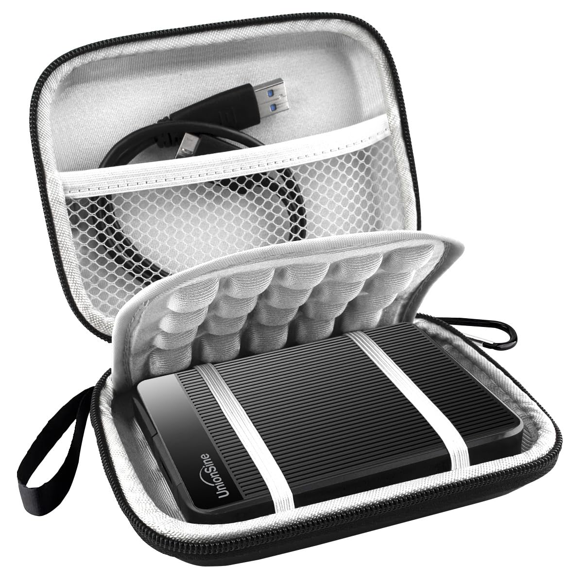 Lacdo Hard Drive Carrying Case for UnionSine Ultra Slim Portable External Hard Drive 1TB 2TB 4TB 5TB 750GB 500GB 320GB 250GB USB 3.0 2.5 Inch HDD EVA Shockproof Travel Bag, Black