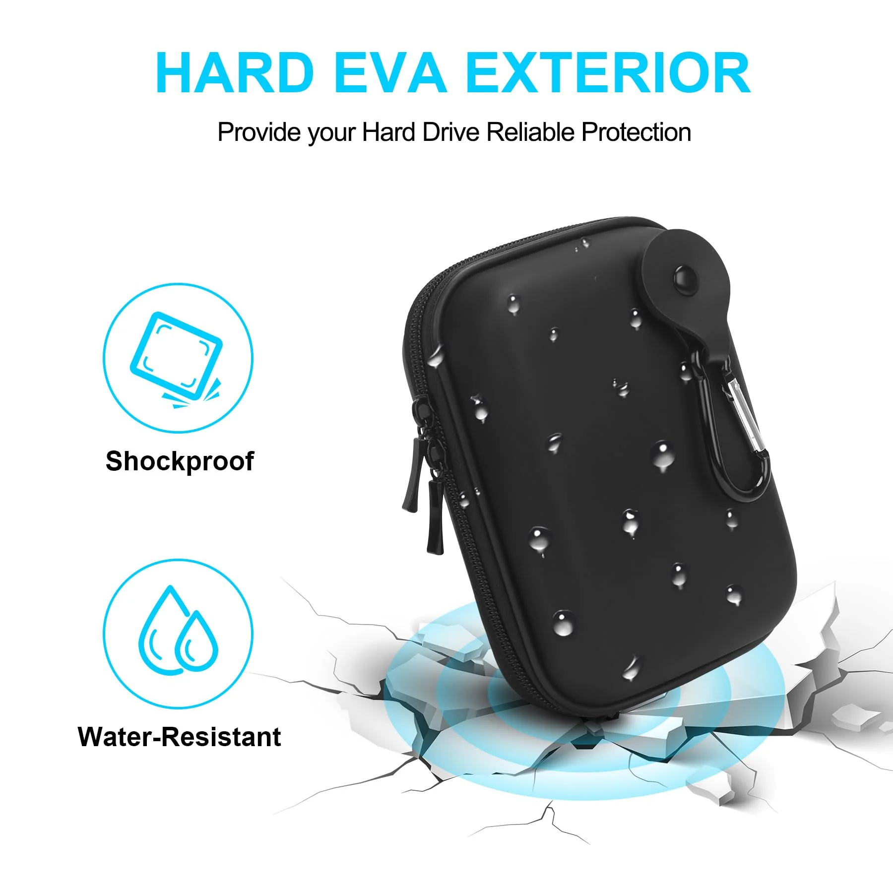 Lacdo Hard Drive Carrying Case for UnionSine Ultra Slim Portable External Hard Drive 1TB 2TB 4TB 5TB 750GB 500GB 320GB 250GB USB 3.0 2.5 Inch HDD EVA Shockproof Travel Bag, Black - Image 5